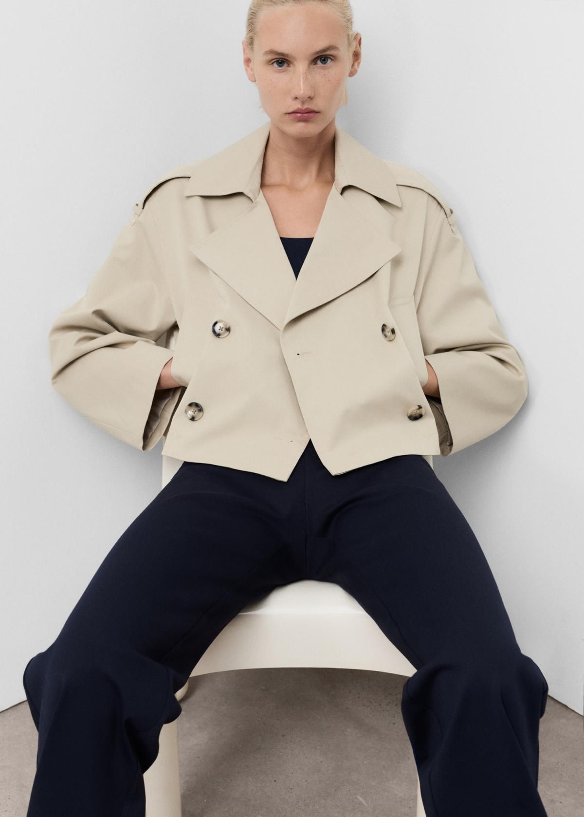 망고 미니멀 스트레이트핏 웨이스트밴딩 슬랙스 팬츠 17094090 AZUL MARINO - 상세 이미지 5