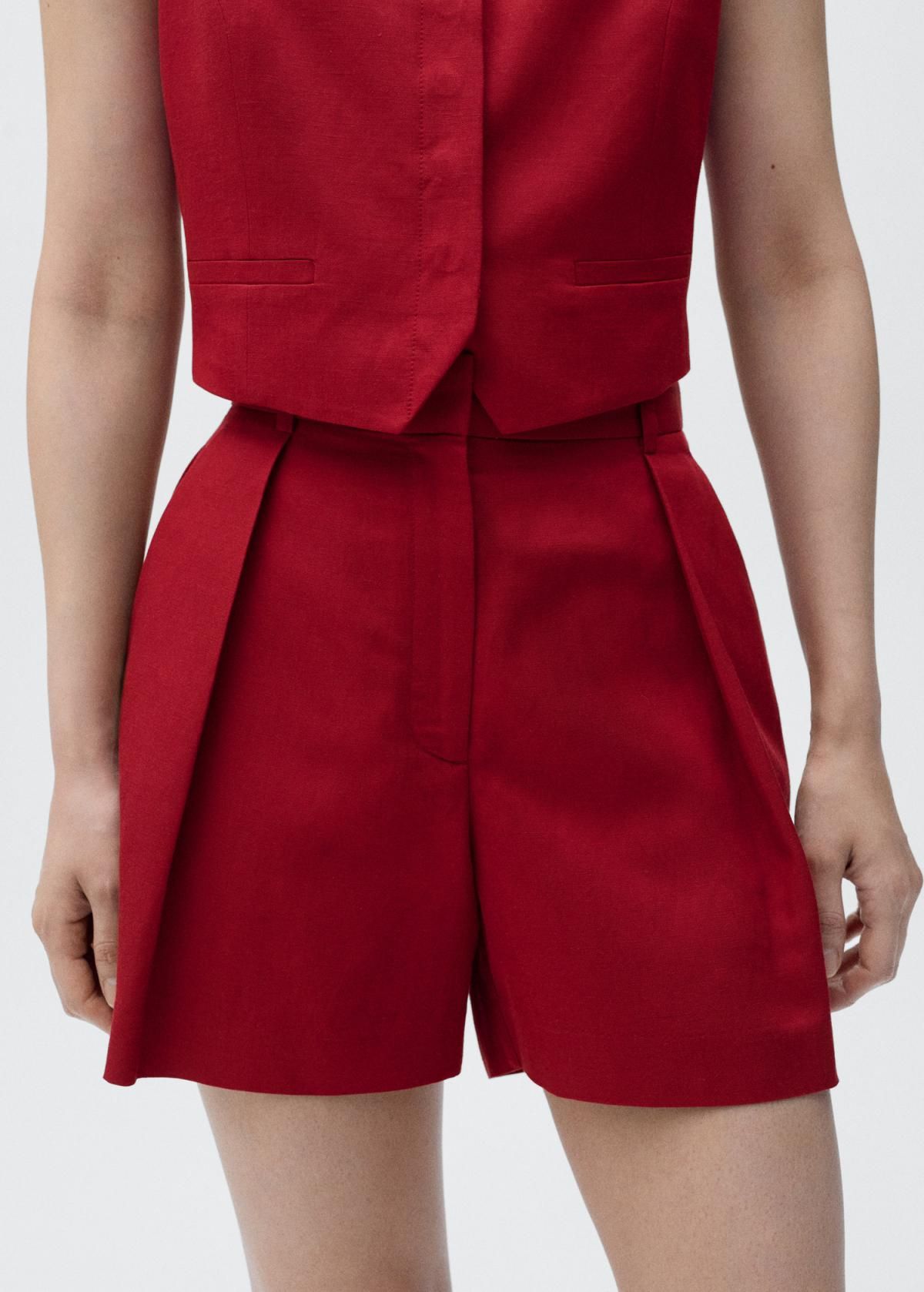 망고 테일러드 하이웨이스트 린넨믹스 반바지 17071153 GRANATE - 상세 이미지 5