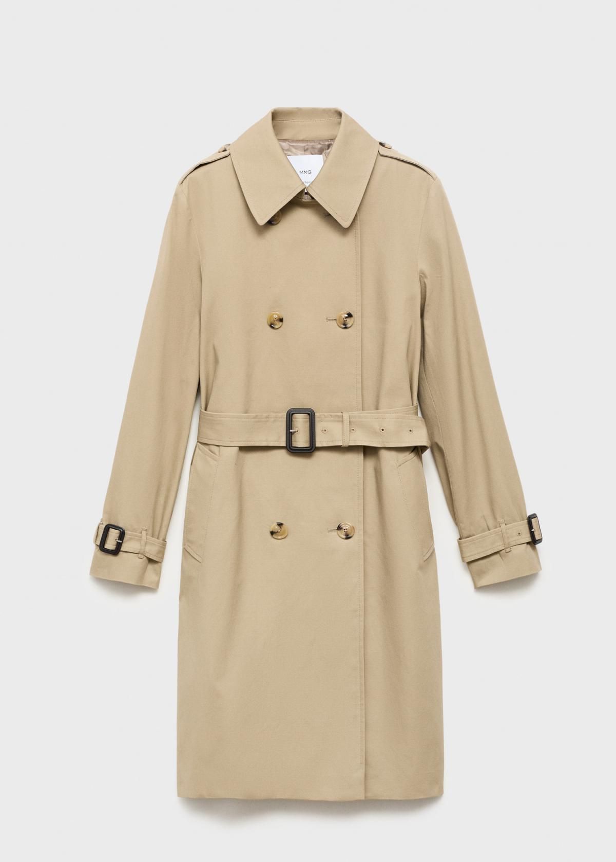 망고 클래식 베이지 코튼 더블버튼 벨트 트렌치코트 17075789 BEIGE - 메인 이미지