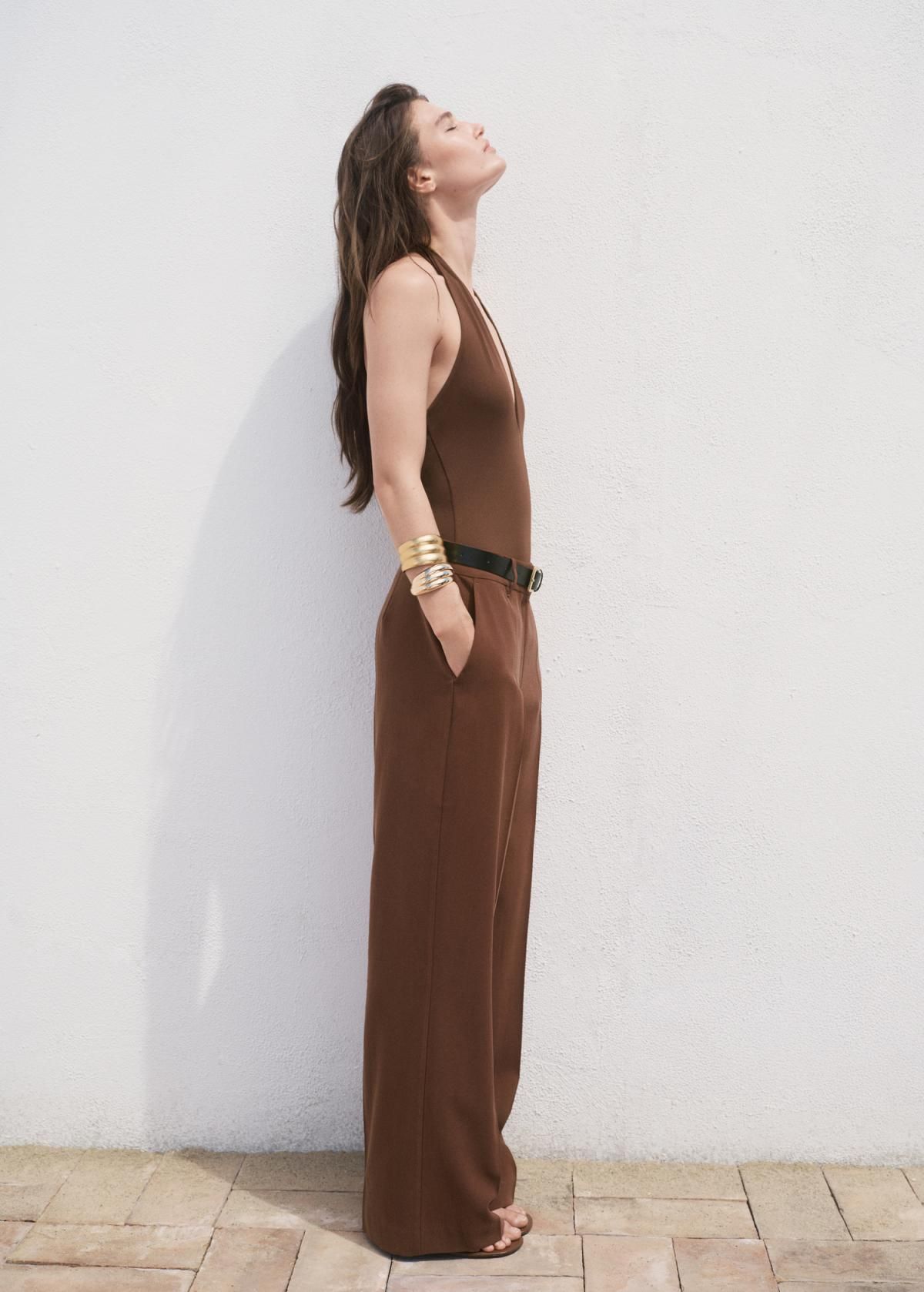 망고 테일러드 스트레이트핏 미디웨이스트 슬랙스 팬츠 17084078 MARRON - 상세 이미지 2