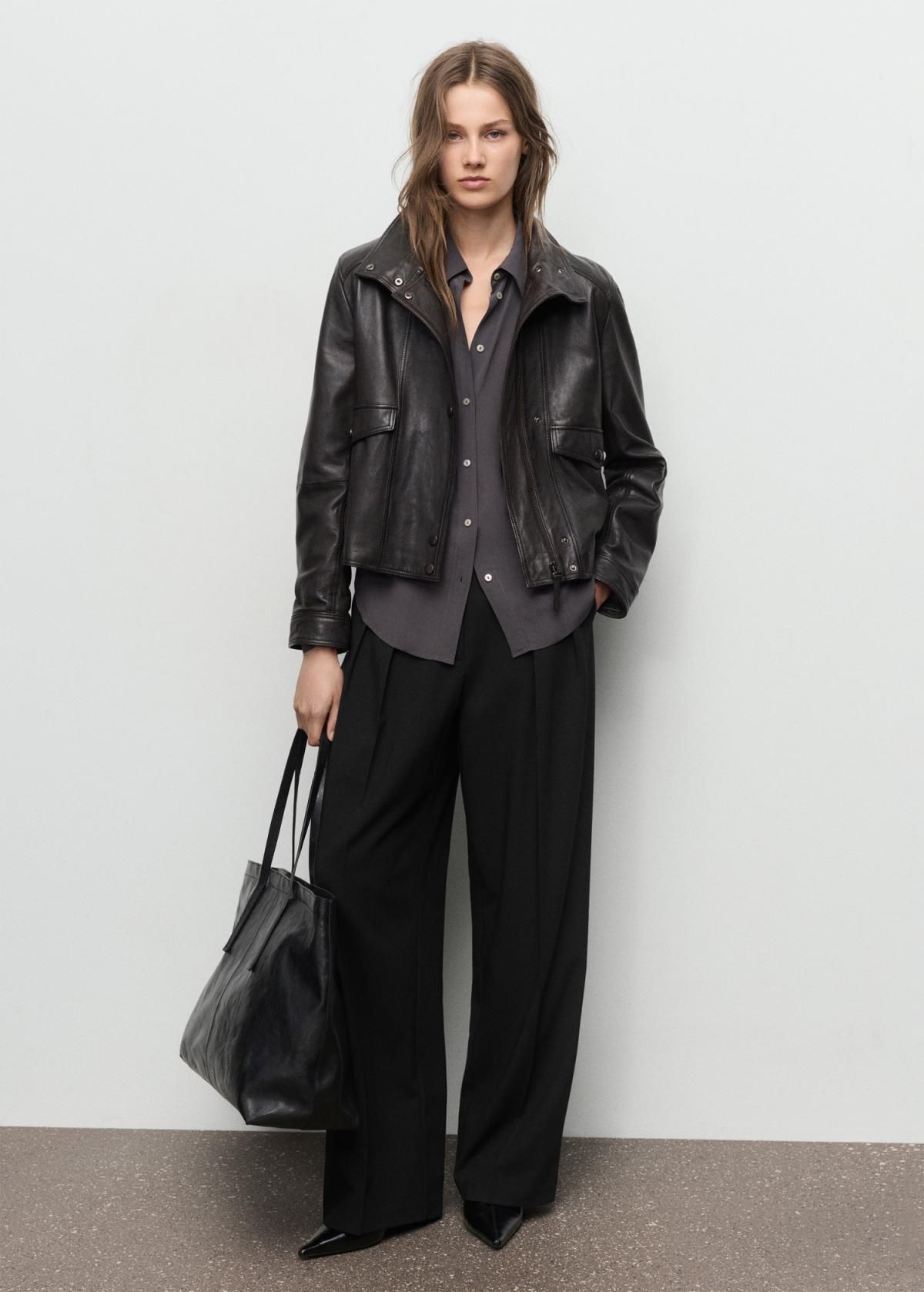 망고 테일러드 와이드 핀턱 미드라이즈 슬랙스 팬츠 17067895 NEGRO - 상세 이미지 2