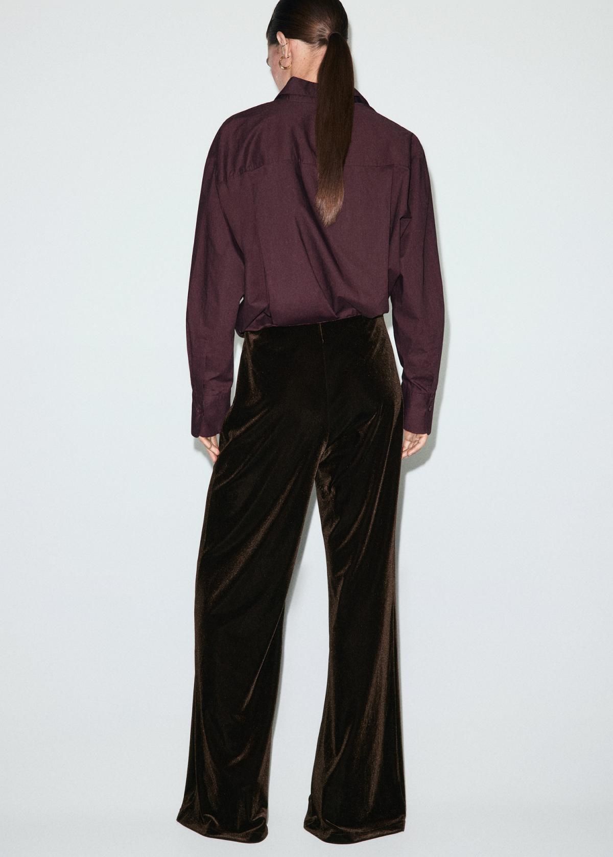 망고 파티 벨벳 와이드 팬츠 17067806 MARRON - 상세 이미지 3