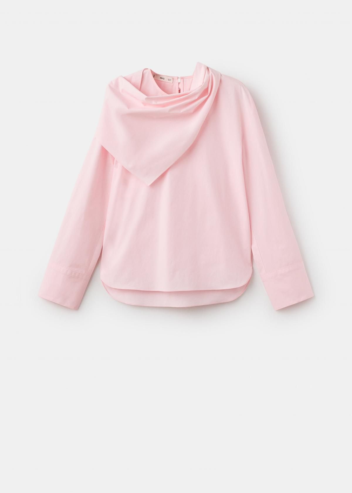 망고 오가닉코튼 스카프넥 라운드 블라우스 17046360 ROSA PASTEL - 상품 이미지