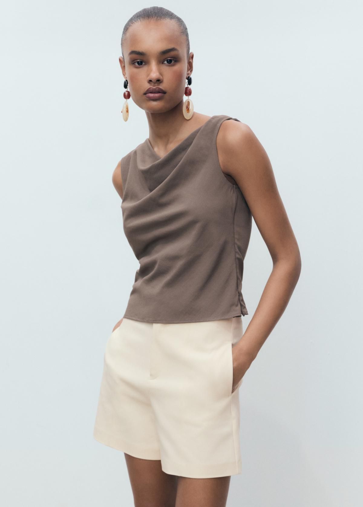 망고 하이웨이스트 오피스 미니멀 반바지 17081155 CRUDO - 상세 이미지 5