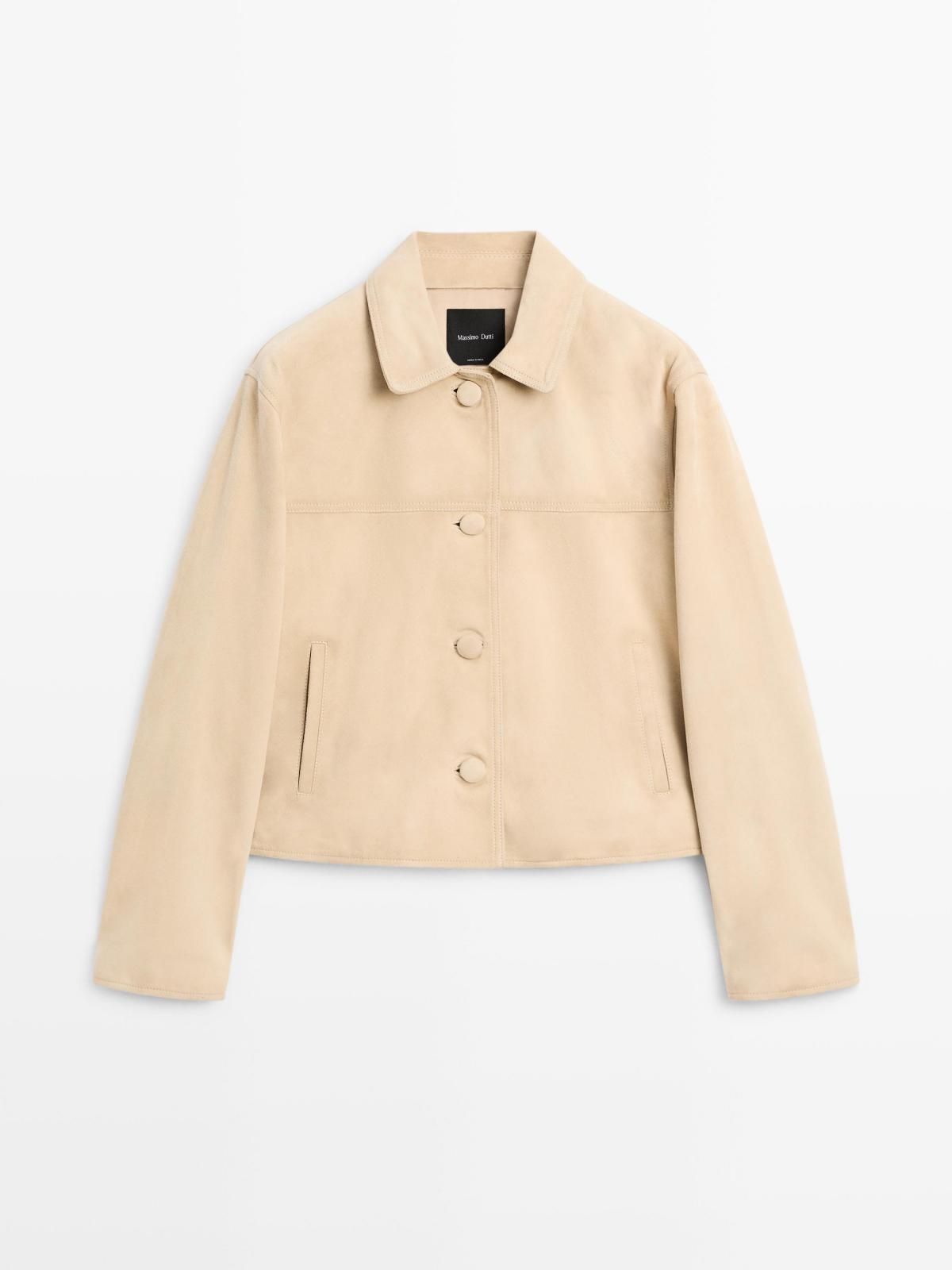마시모두띠 프리미엄 스웨이드 레더 크롭 재킷 4741/591 BEIGE - 상품 이미지
