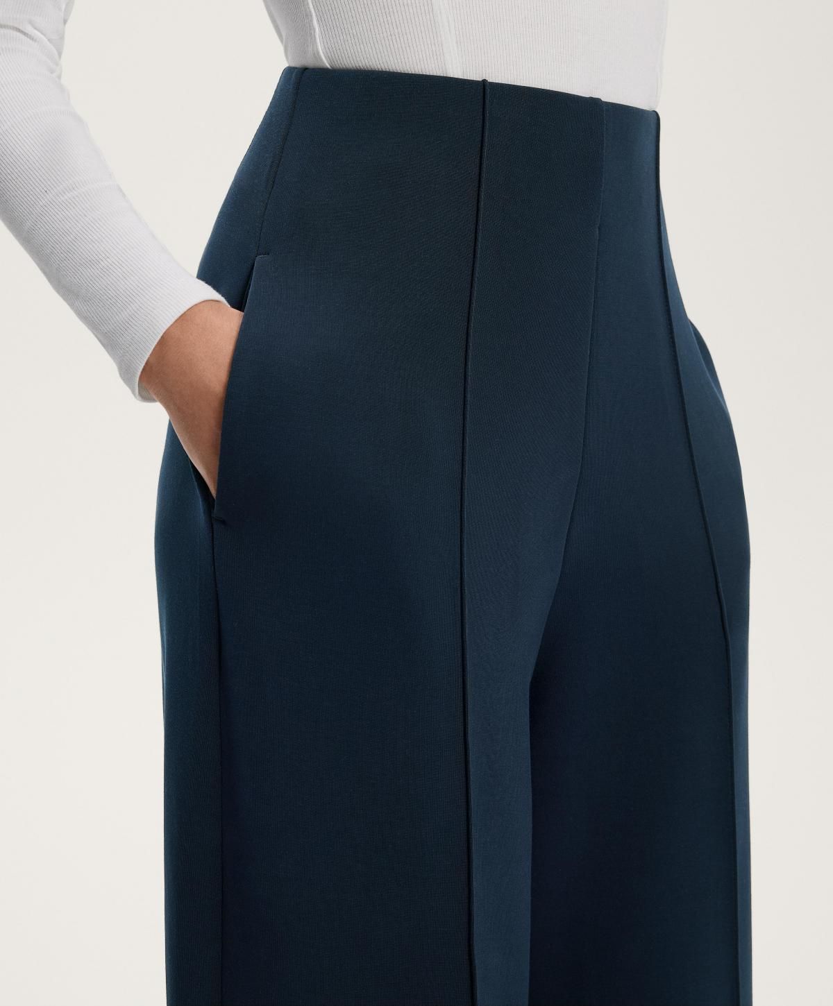 오이쇼 소프트 모달 하이라이즈 스트레이트 와이드 슬랙스 팬츠 1139/791 BLUE - 상세 이미지 4