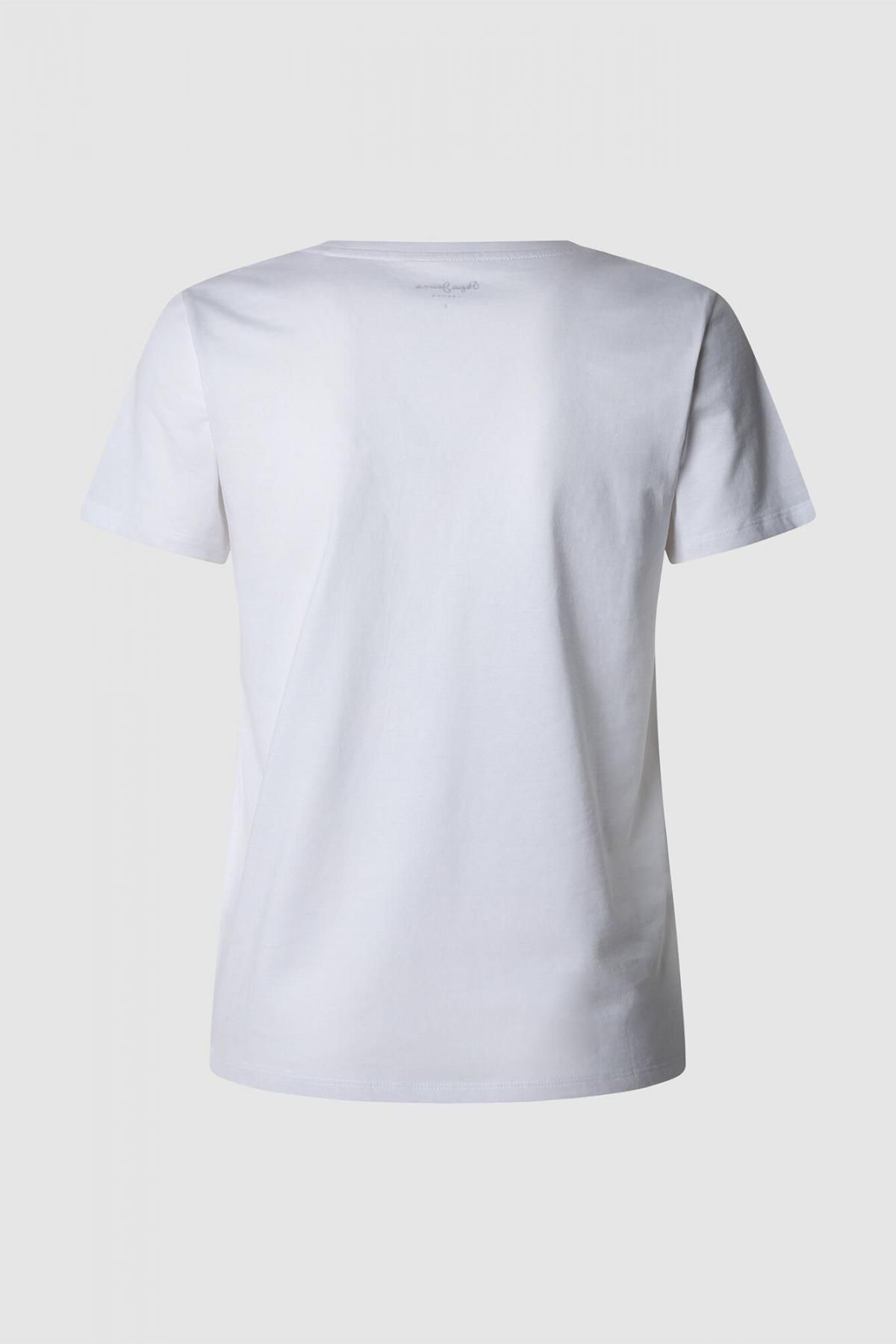 페페진스 베이직 브이넥 반팔 티셔츠 화이트 Pepe Jeans 로고 0149069 BLANCO - 상세 이미지 5