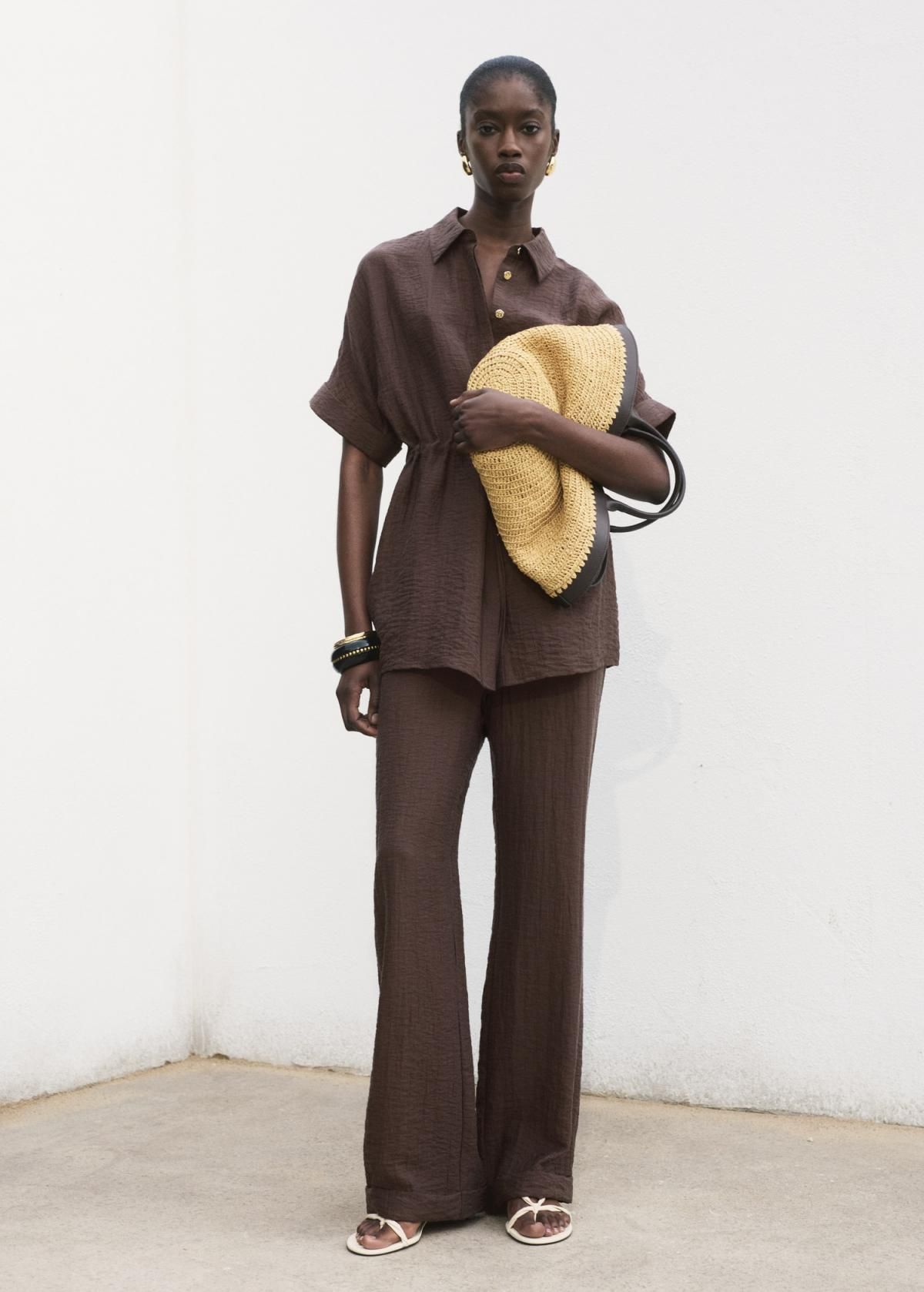 망고 와이드핏 테크니컬 라이오셀 밴딩 팬츠 17012539 CHOCOLATE - 상세 이미지 2