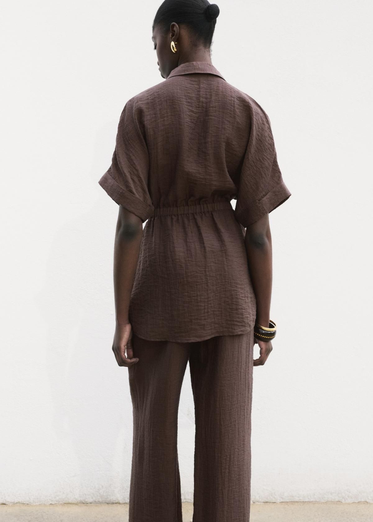 망고 와이드핏 테크니컬 라이오셀 밴딩 팬츠 17012539 CHOCOLATE - 상세 이미지 3