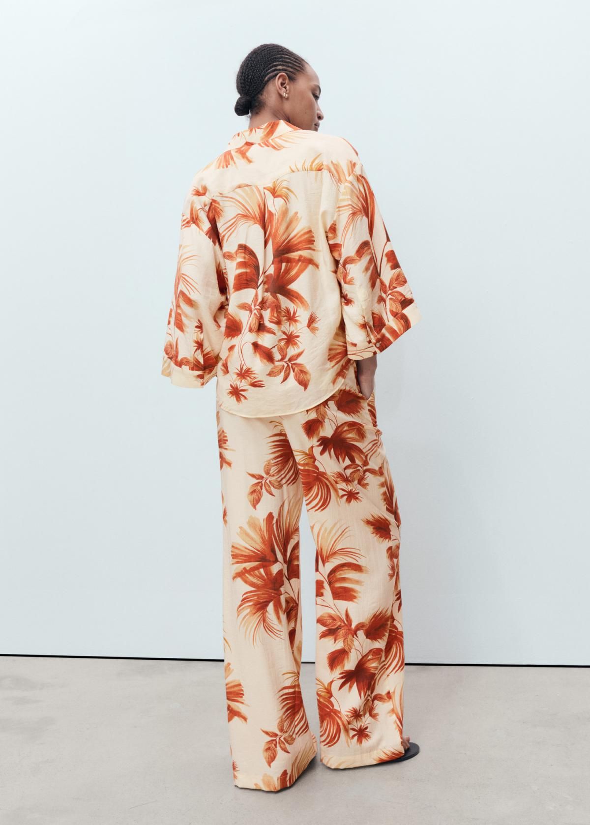 망고 트로피컬 플루이드 와이드 팬츠 17082907 BLANCO ROTO - 상세 이미지 3