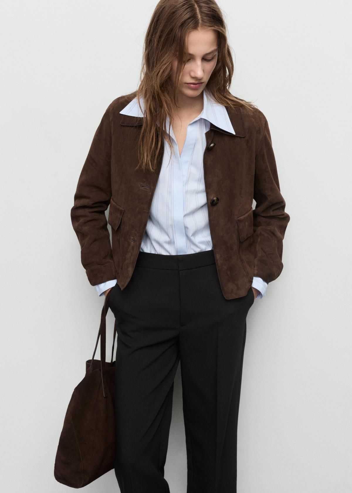 망고 클래식 하이웨이스트 스트레이트 슬랙스 팬츠 17096743 NEGRO - 상세 이미지 4