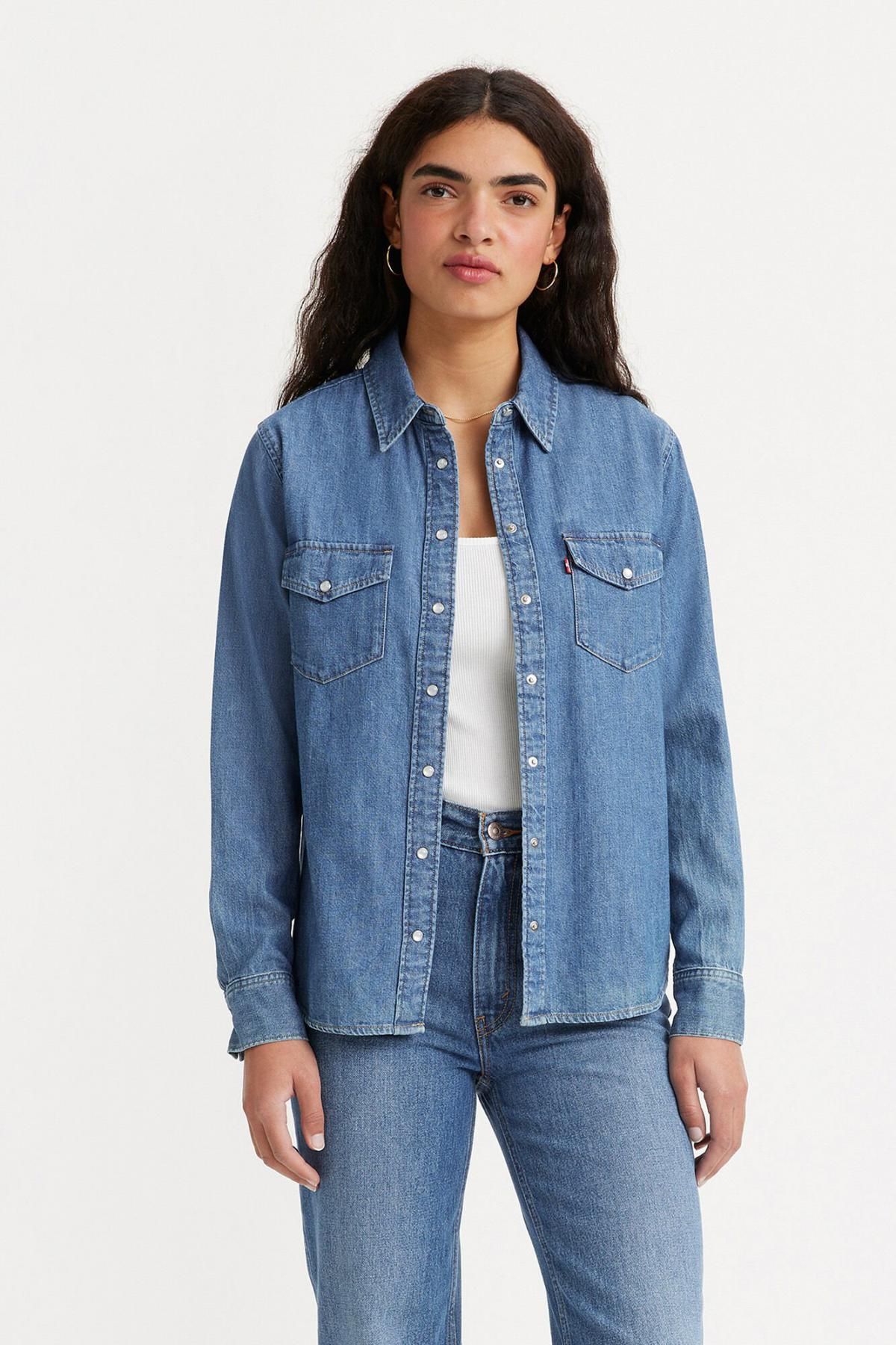 리바이스 데님 스탠다드핏 긴팔 셔츠 LEVIS 7180669 AZUL - 상품 이미지