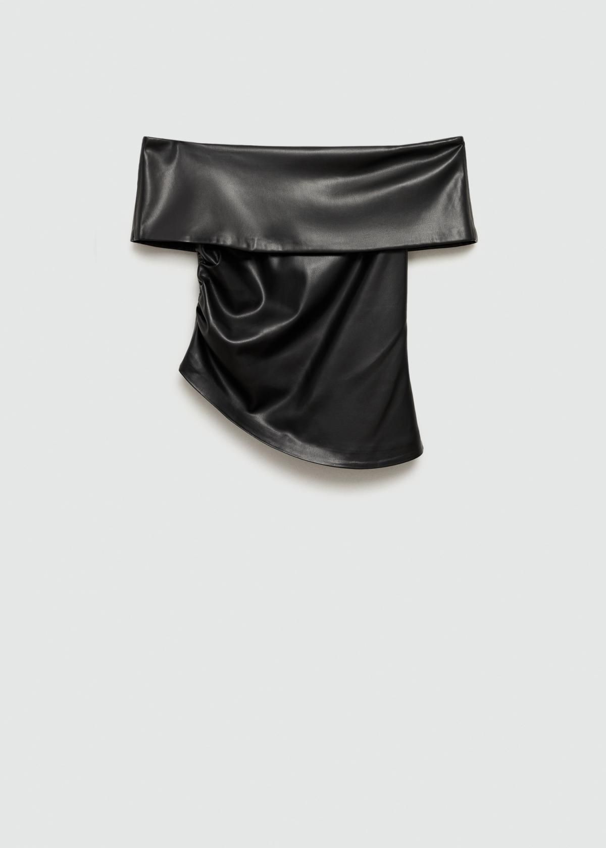 망고 테크니컬 에코레더 오프숄더 탑 17167122 NEGRO - 상품 이미지