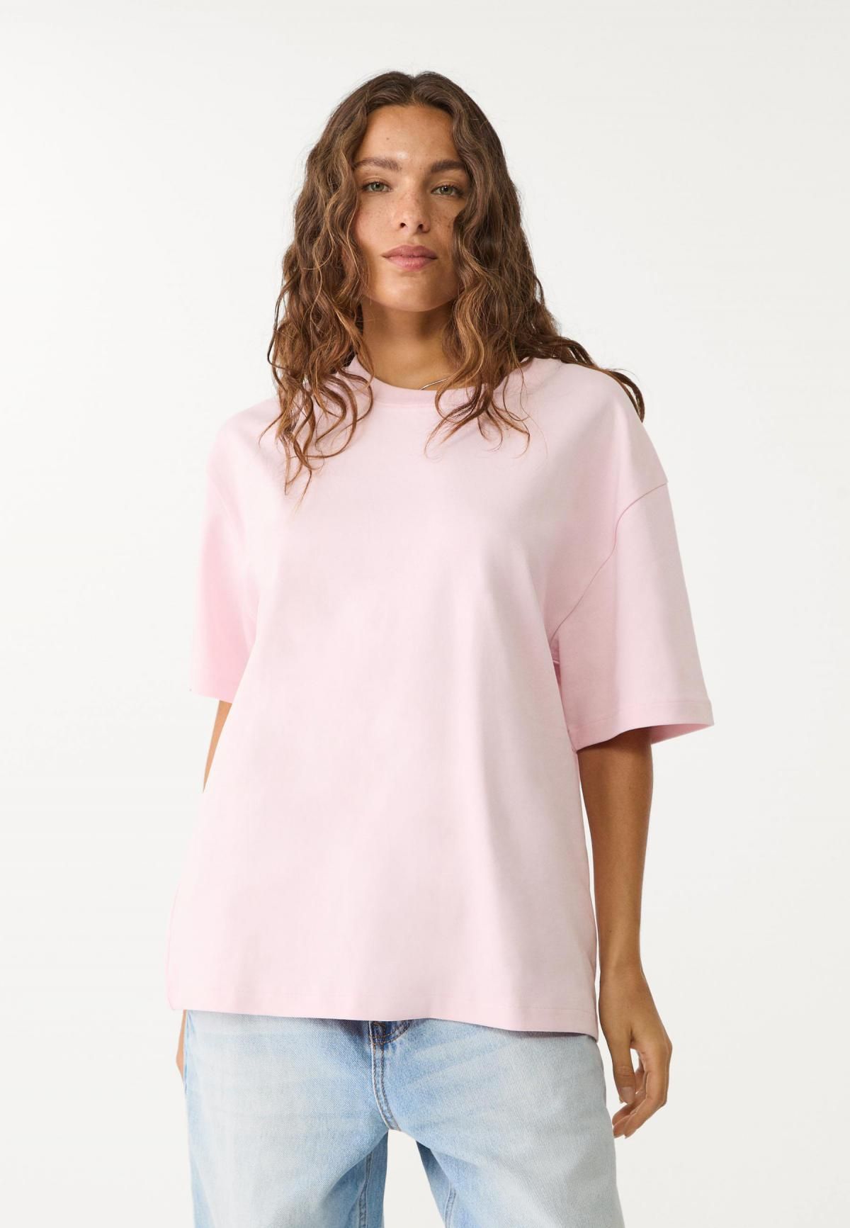 스트라디바리우스 오버사이즈 라운드넥 코튼 반팔 티셔츠 6521/553 PASTEL PINK - 상세 이미지 4