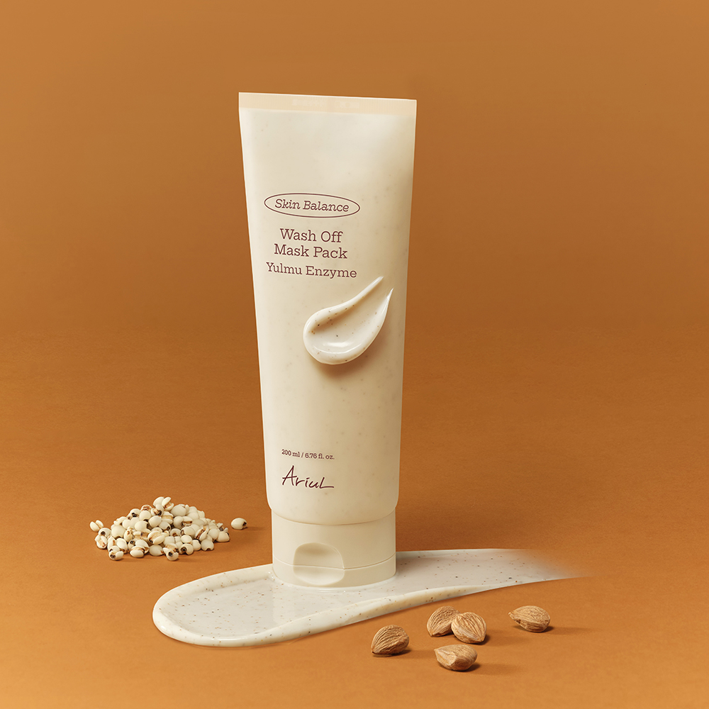 RENEWAL 아리얼 보습 피지 제거 피부톤 개선 스킨밸런스 율무 효소 워시오프 마스크팩 200ml+팩브러쉬 - 상세 이미지 3