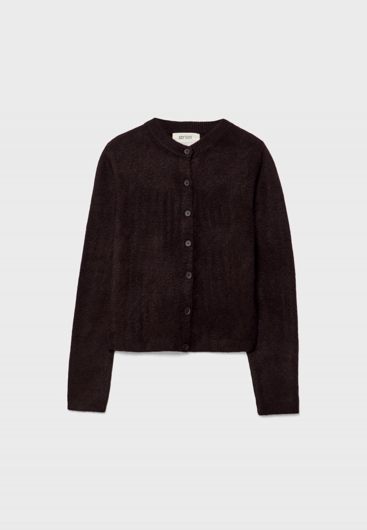 스트라디바리우스 모던 라운드넥 니트 버튼업 재킷 8559/876 BROWN - 상품 이미지