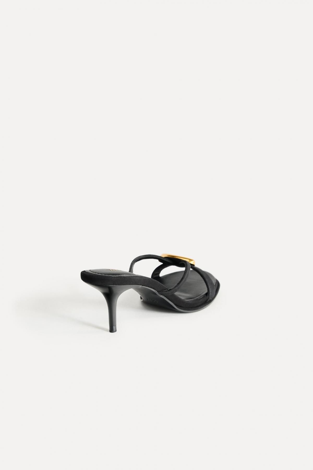 자라 메탈 디테일 레더 스트랩 미들힐 샌들 2996/510 BLACK - 상세 이미지 5