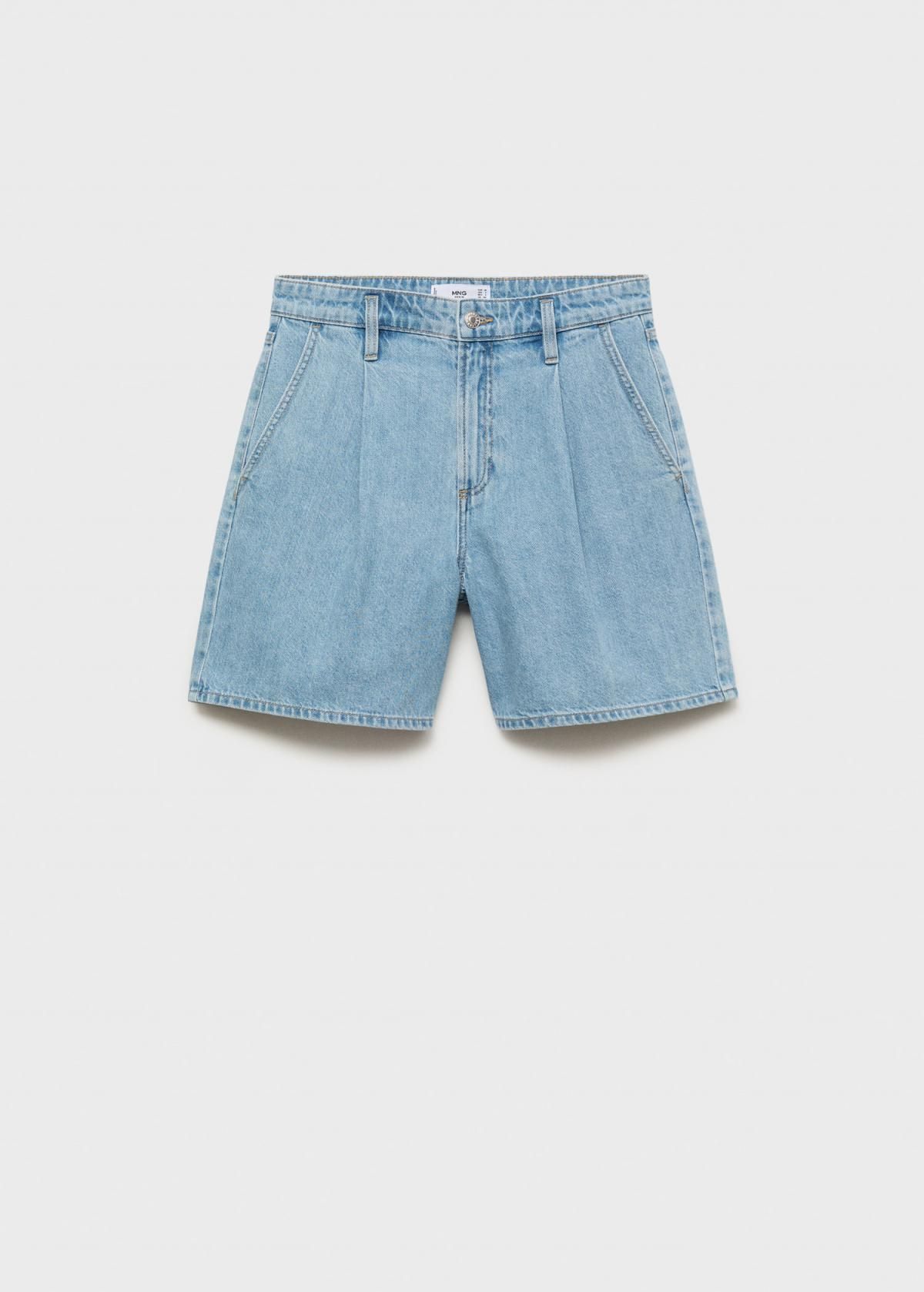 망고 트렌디 데님 미드라이즈 핀턱 반바지 17051515 AZUL CLARO - 상품 이미지