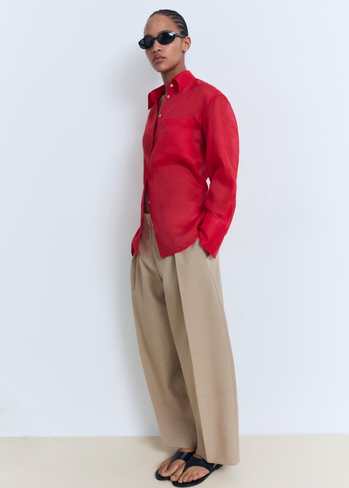 망고 테크니컬 린넨 블렌드 벌룬 슬랙스 팬츠 17031206 MARRON MEDIO - 상세 이미지 4