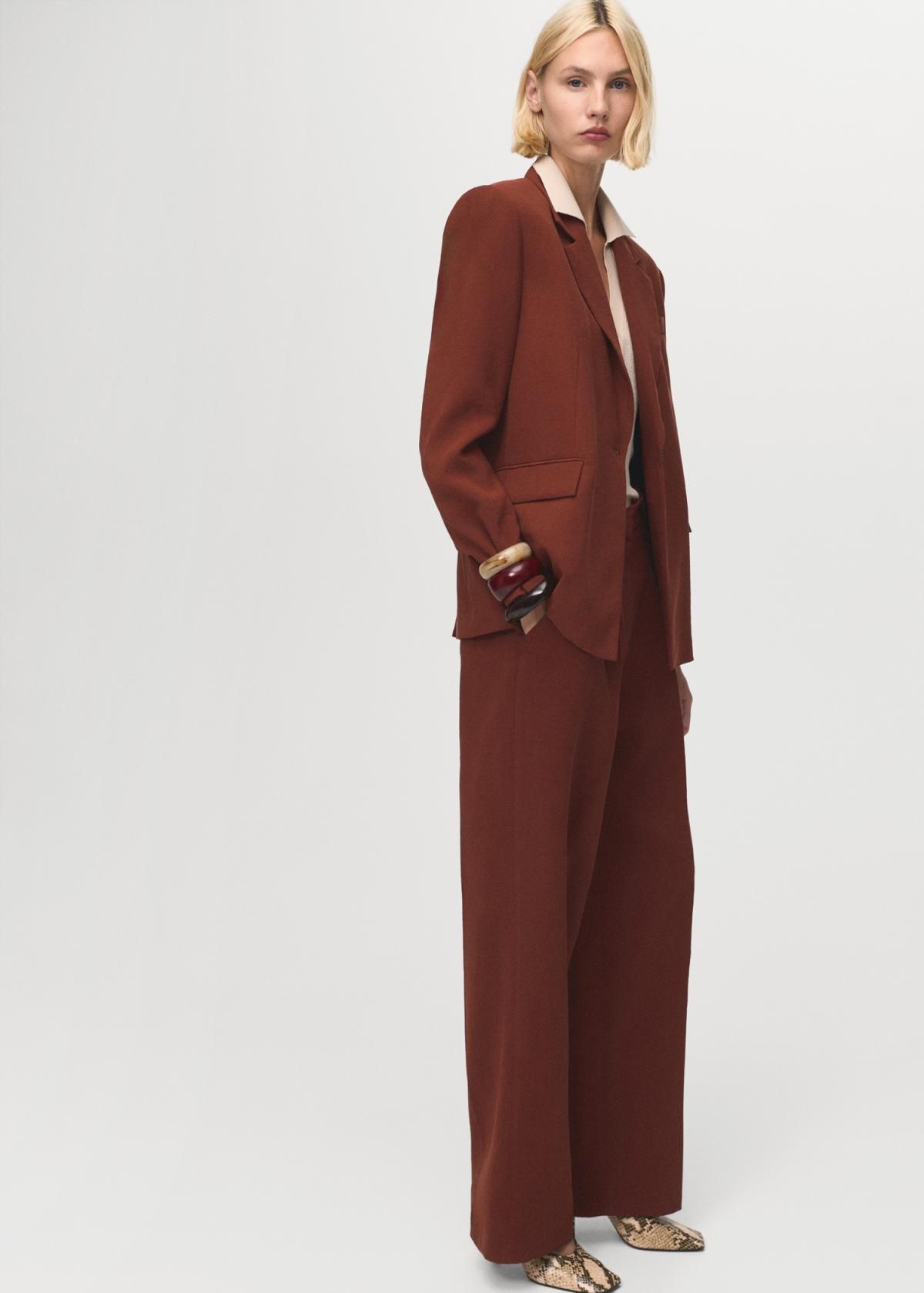 망고 모달 스트레이트핏 테크니컬 슬랙스 팬츠 17014151 NARANJA TOSTADO - 상세 이미지 2