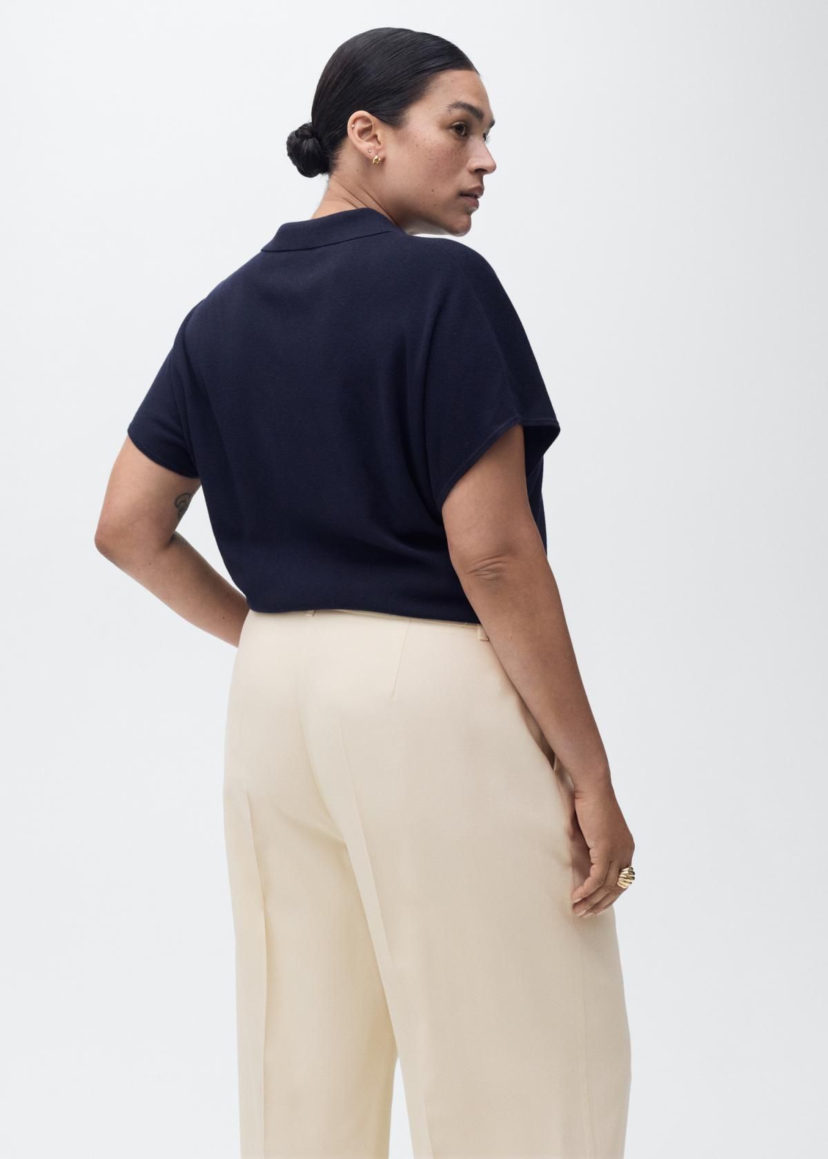 망고 테일러드 미디웨이스트 와이드 슬랙스 팬츠 17084078 CRUDO - 상세 이미지 5