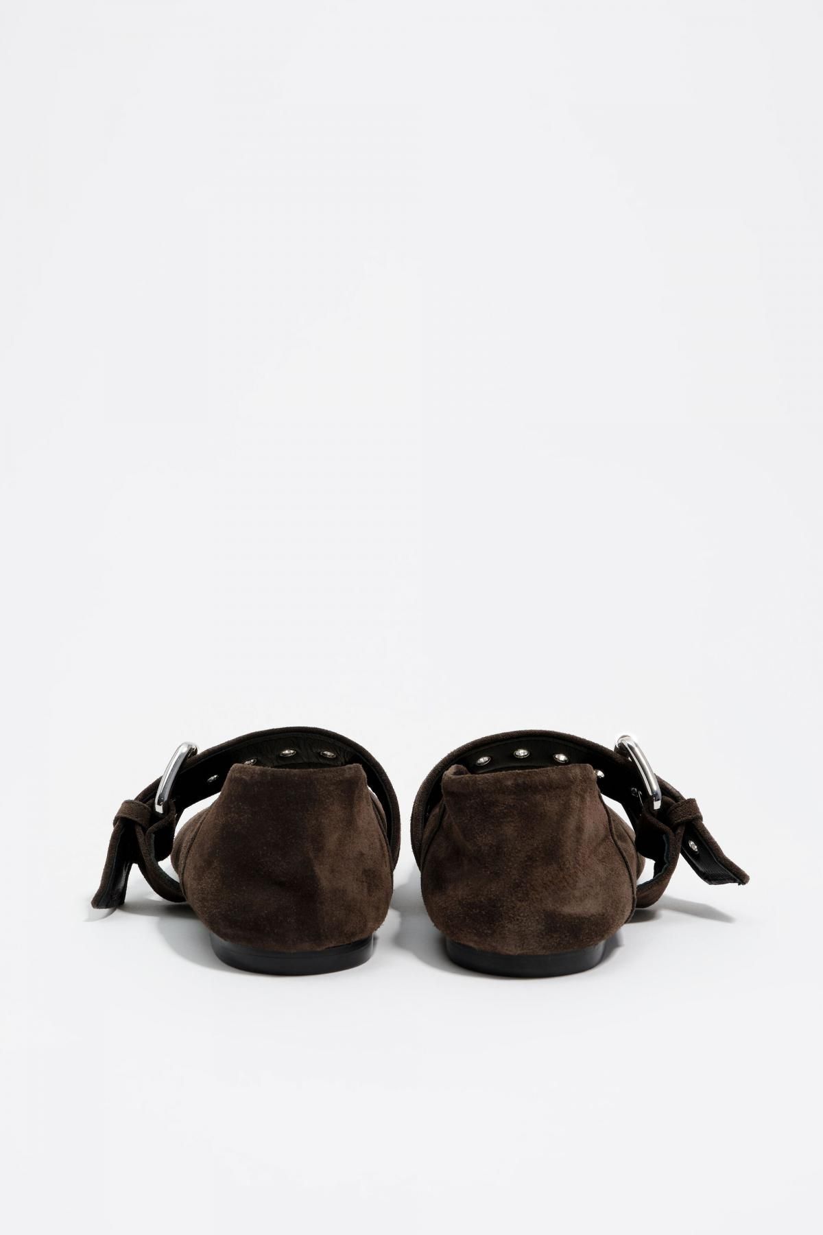 빔바이롤라 프리미엄 스웨이드 다크브라운 포인티 발레리나 플랫슈즈 252BZ0410.11602 DARK BROWN - 상세 이미지 3