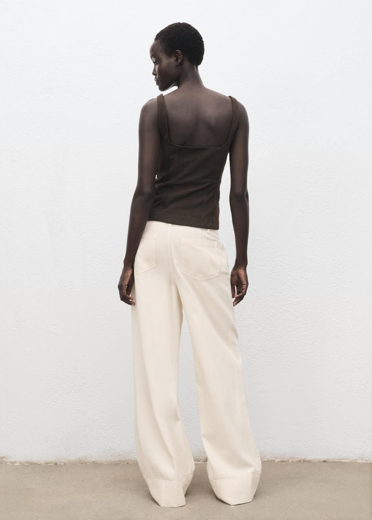 망고 트렌디 와이드 데님 팬츠 하이웨이스트 코튼 17014103 CRUDO - 상세 이미지 3