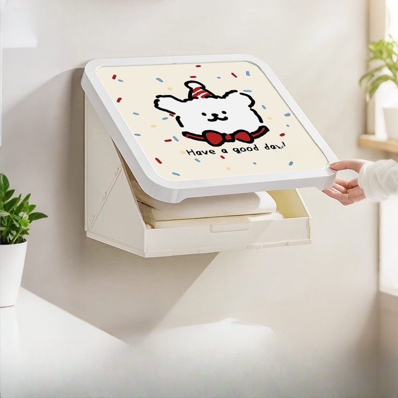 욕실옷보관 접이식 무타공 건조대 선반 수건 샤워 방수 정리대 부착형 바구니 인테리어 보관함 - 상품 이미지