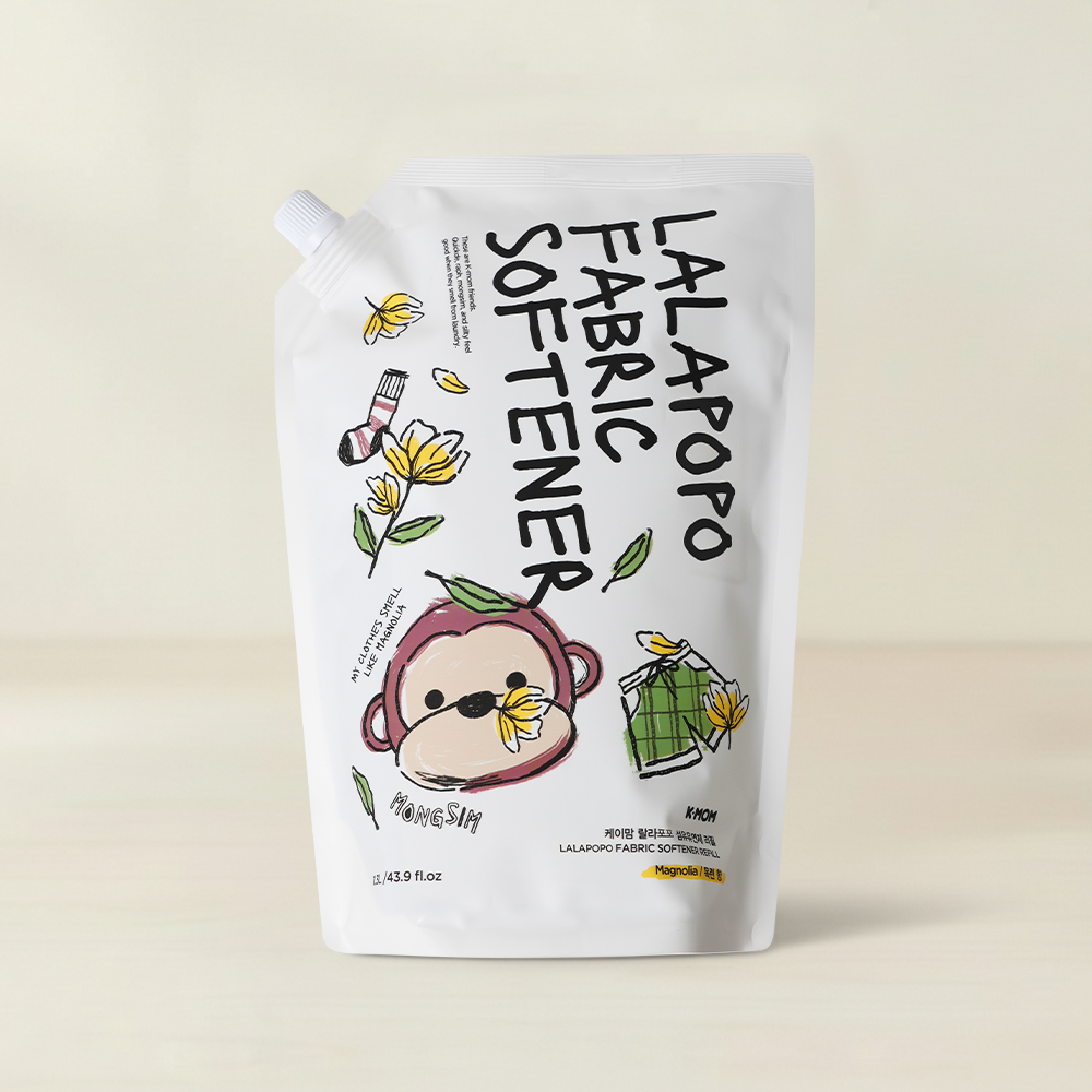 케이맘 랄라포포 섬유유연제 리필 1300ml (목련) 아기 유아 어린이세제 정전기방지 - 상품 이미지