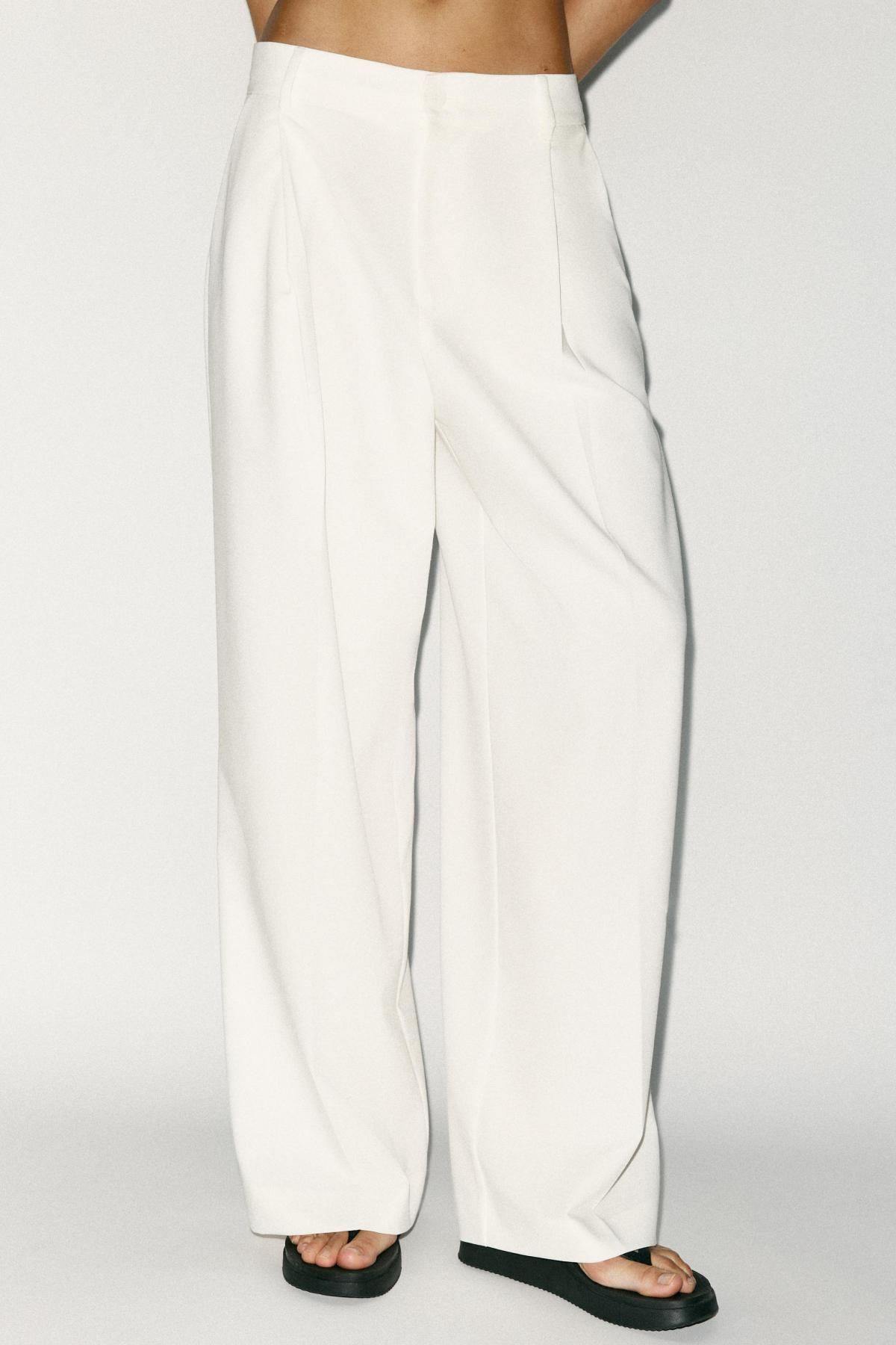 자라 하이웨이스트 다트 팬츠 8338/512 WHITE - 상품 이미지