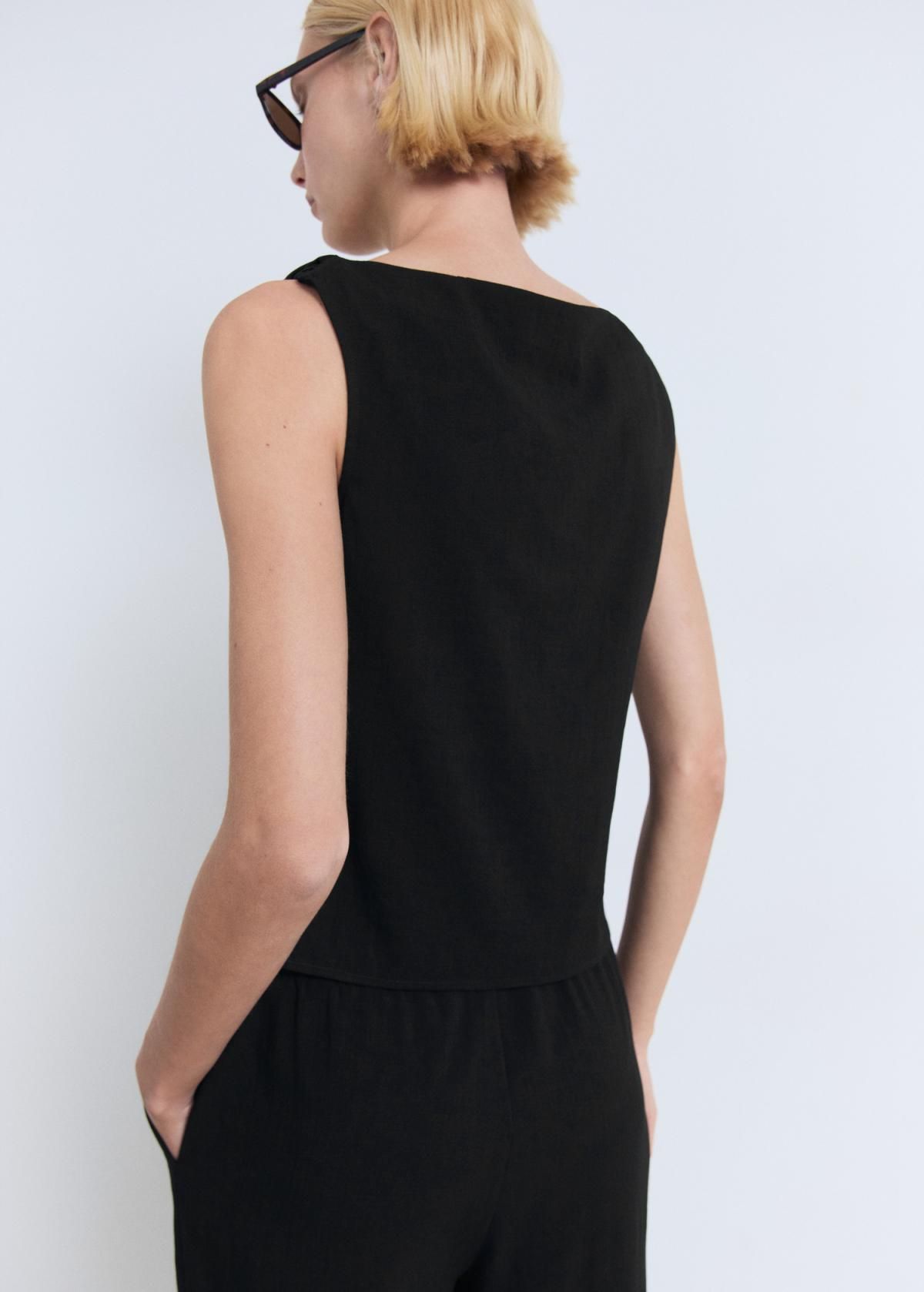 망고 이지 스트레이트핏 드로스트링 팬츠 17091218 NEGRO - 상세 이미지 4