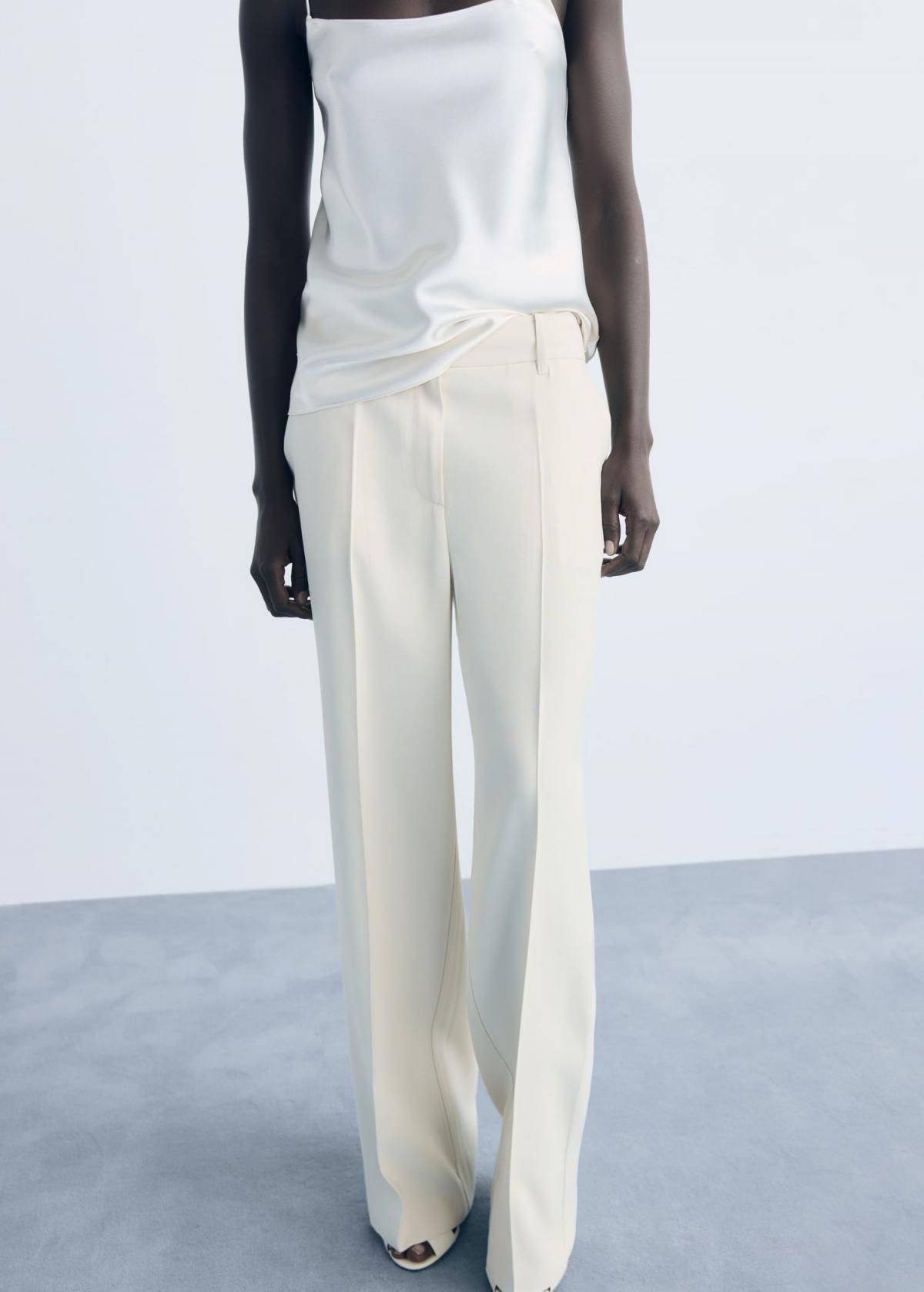 망고 테일러드 미디웨이스트 와이드 슬랙스 팬츠 17084078 CRUDO - 상품 이미지