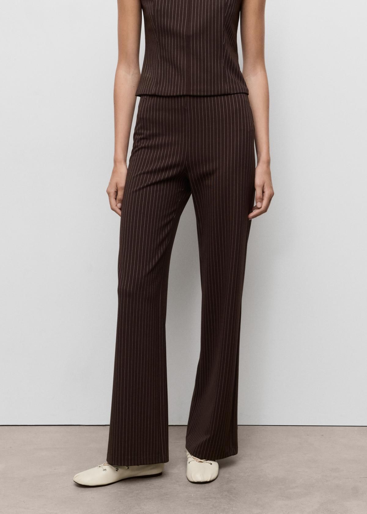 망고 스트레치 밴딩 스트레이트 슬랙스 팬츠 17094090 MARRON - 상품 이미지