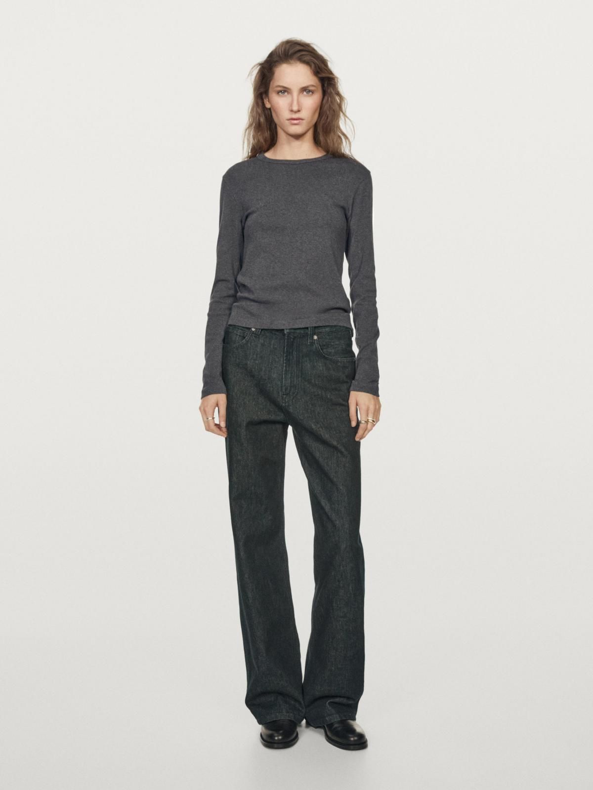 마시모두띠 슬림핏 골지 멜란지 긴팔 티셔츠 6853/805 ANTHRACITE GREY - 상세 이미지 2