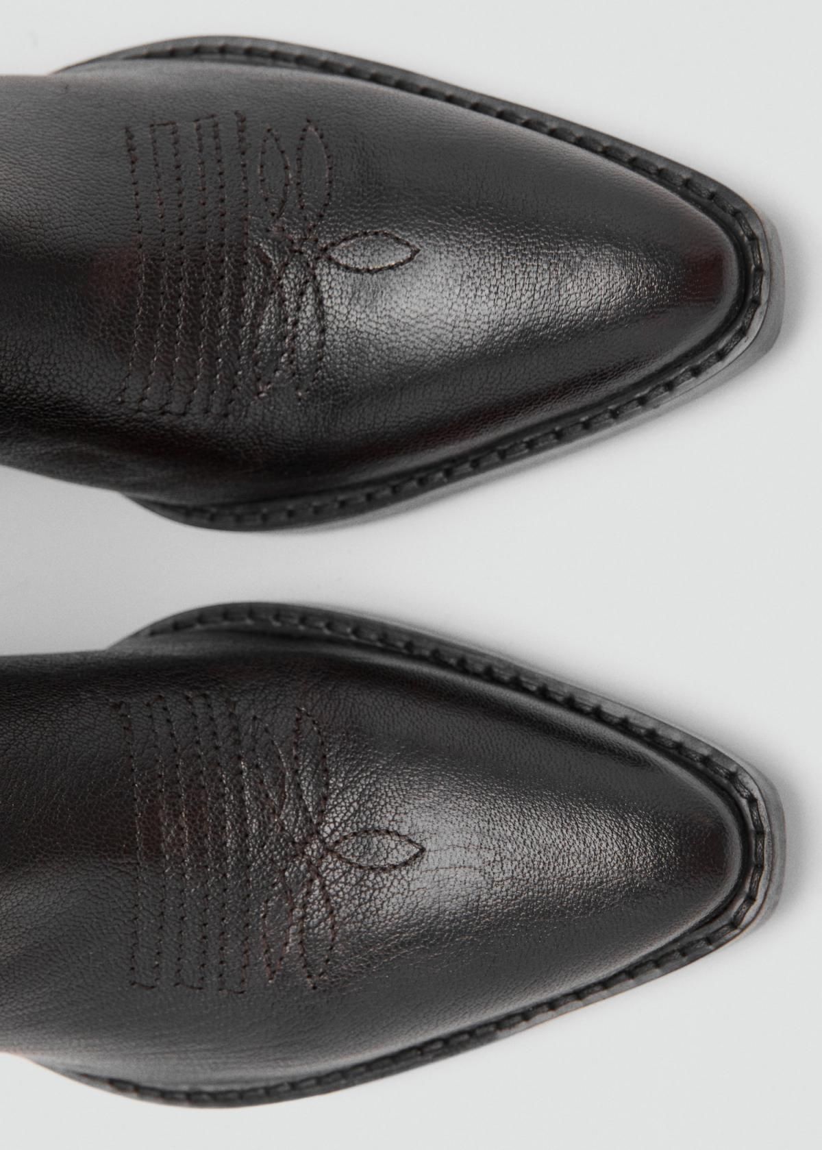 망고 웨스턴 레더 블록힐 미들부츠 블랙 17058635 CHOCOLATE - 상세 이미지 5