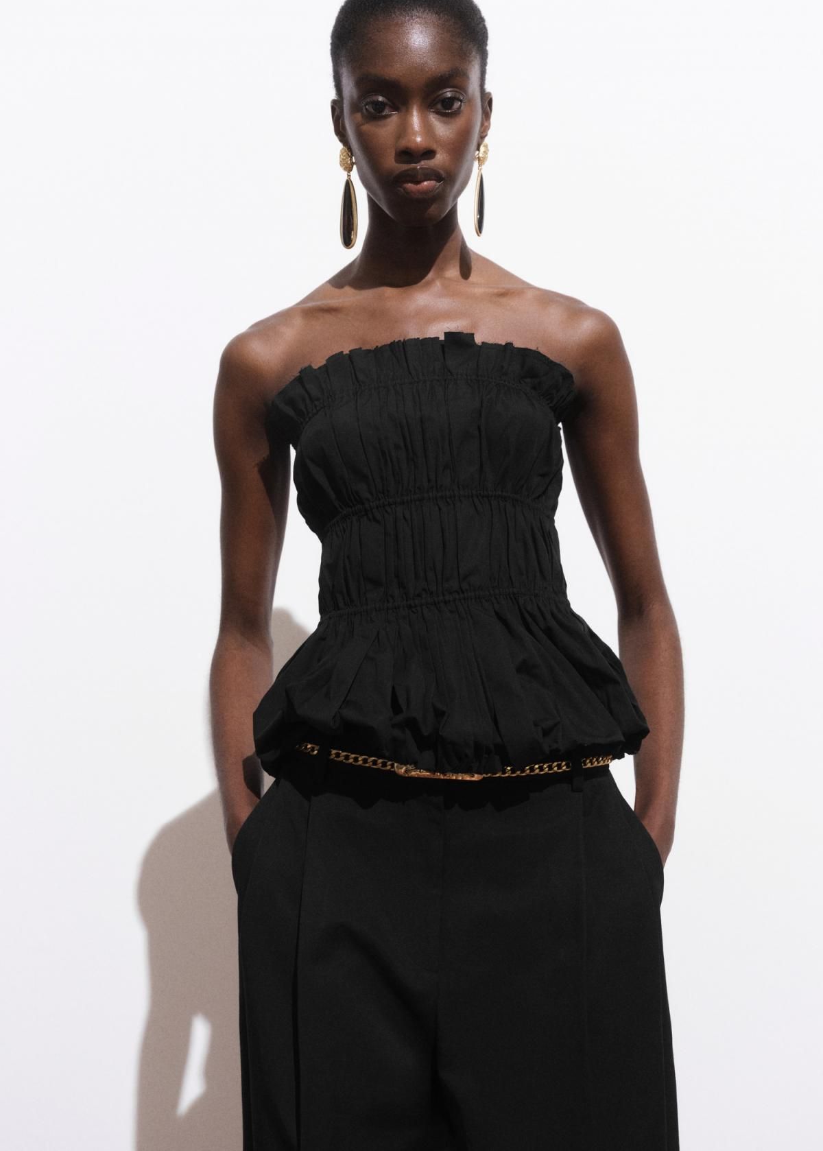 망고 미니멀 와이드핏 코튼 슬랙스 팬츠 17041274 NEGRO - 상세 이미지 4