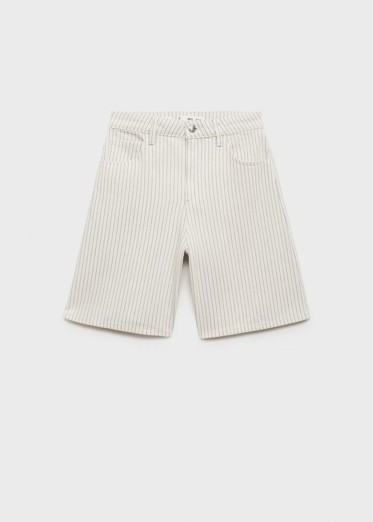 망고 스트라이프 하이웨이스트 데님 버뮤다 팬츠 17081177 BLANCO ROTO - 상품 이미지