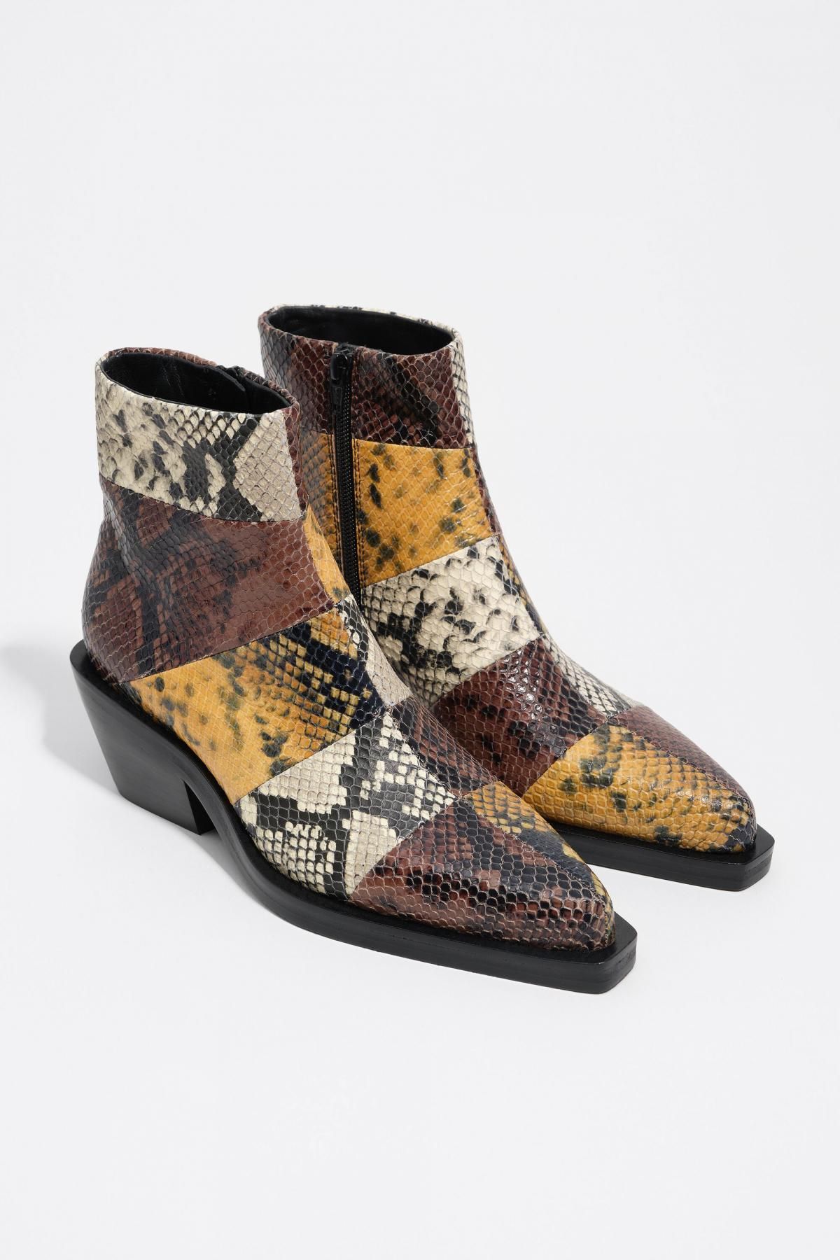 빔바이롤라 웨스턴 스네이크 패치워크 레더 앵클 부츠 252BZ0603.10600 BROWN - 상세 이미지 2