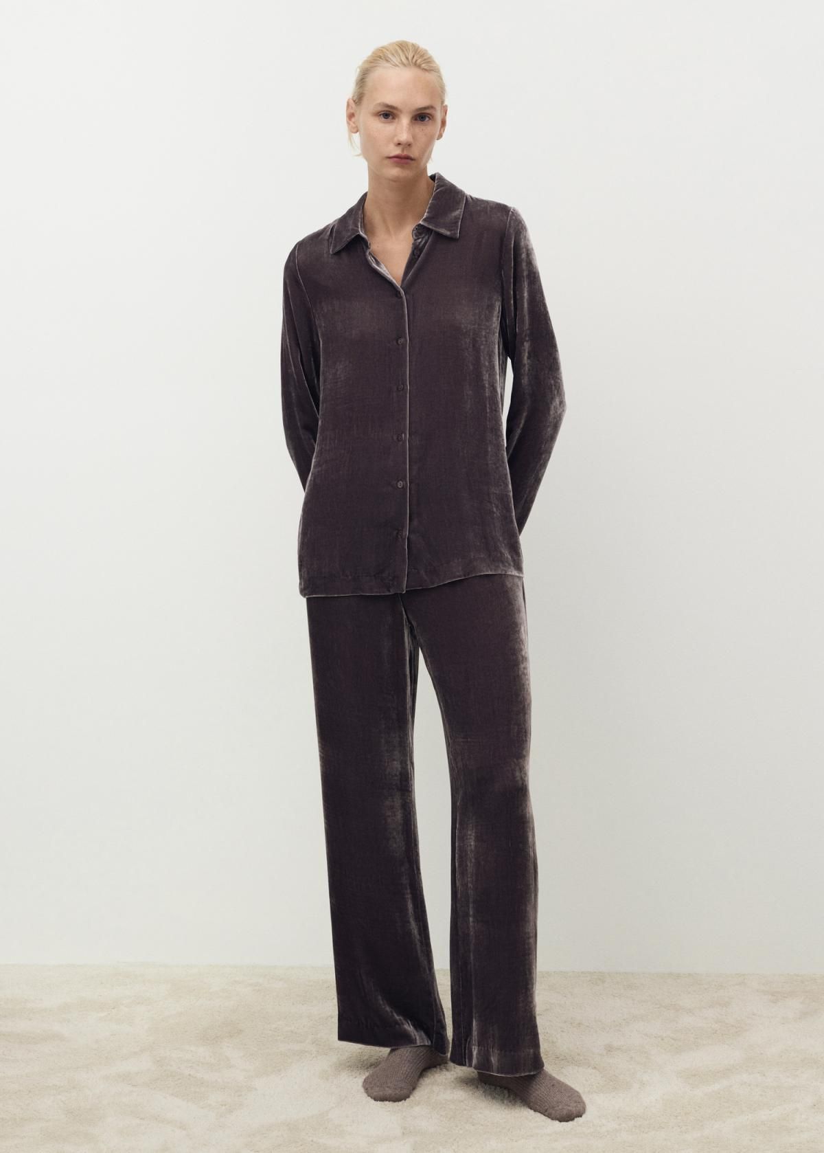 망고 벨벳 테크니컬 와이드 팬츠 17014114 MORA - 상세 이미지 2