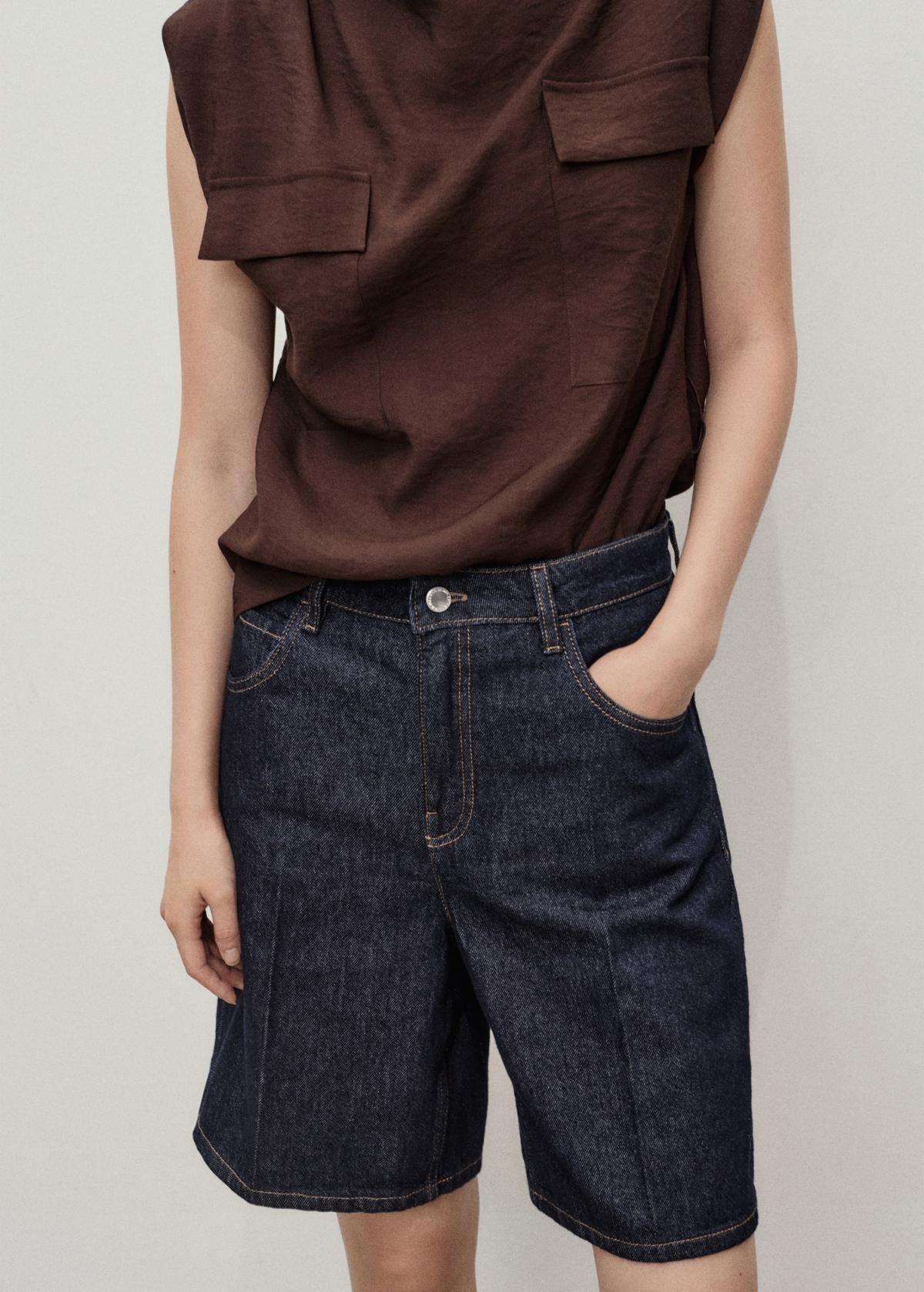 망고 하이웨이스트 데님 스트레이트핏 반바지 진청 17071181 AZUL - 상세 이미지 2