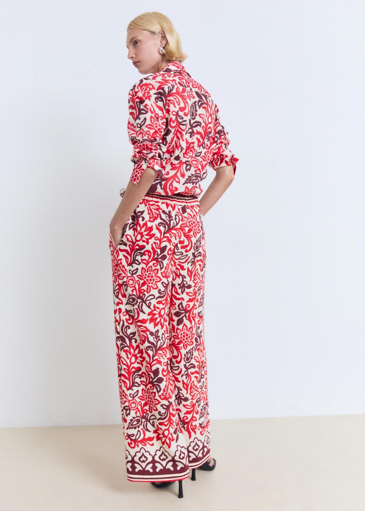 망고 플로럴 패턴 와이드 팬츠 17041187 BLANCO ROTO - 상세 이미지 4