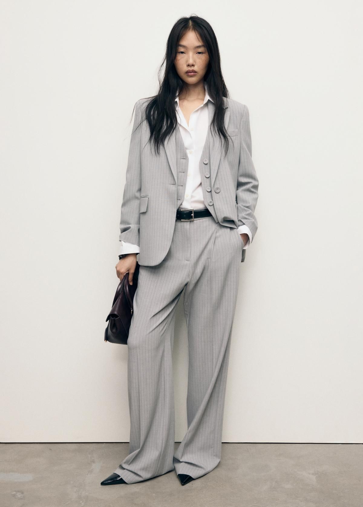 망고 테일러드 스트라이프 정장 슬랙스 팬츠 17014121 GRIS - 상세 이미지 2