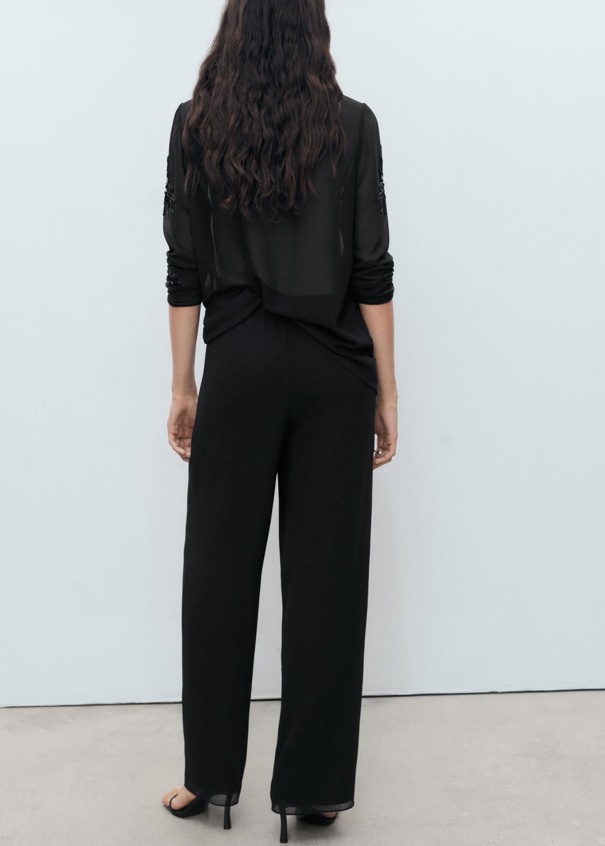 망고 럭셔리 스트레이트핏 비즈 자수 슬랙스 팬츠 17071122 NEGRO - 상세 이미지 3