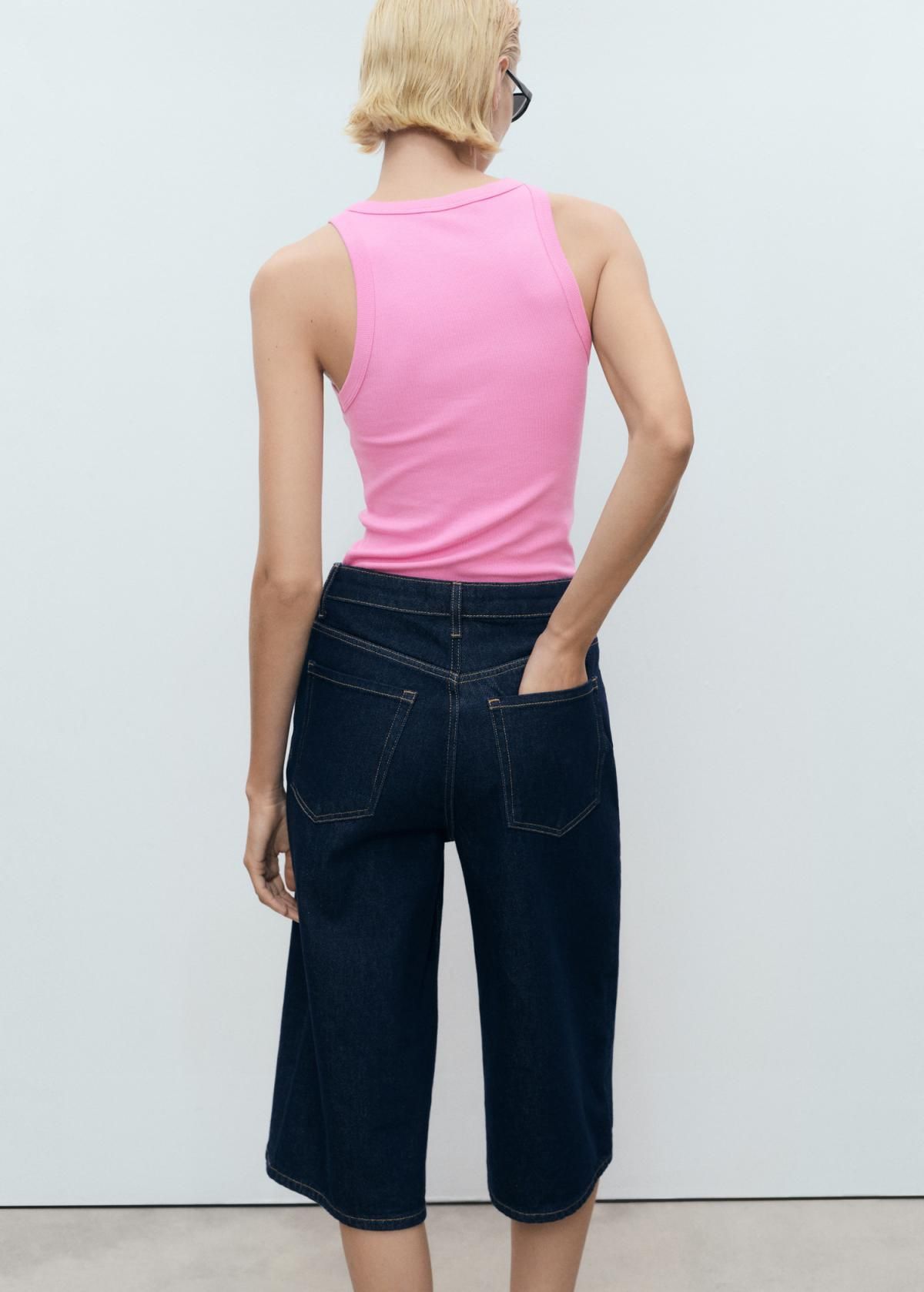 망고 리브드 코튼 핑크 민소매 티셔츠 17081210 ROSA PASTEL - 상세 이미지 4