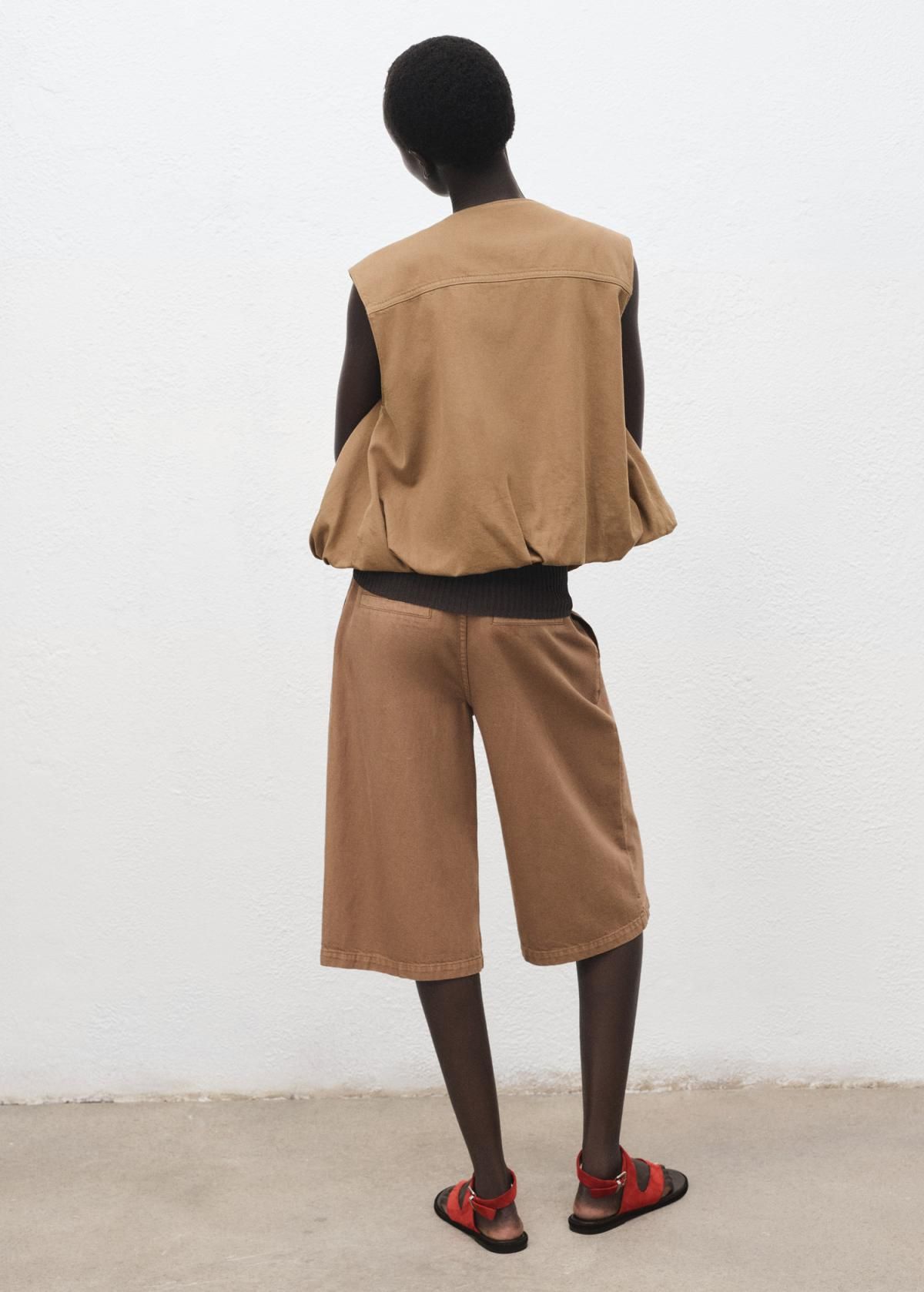 망고 데님 버뮤다 벨트 하이엔드 와이드핏 반바지 17064101 MARRON - 상세 이미지 4