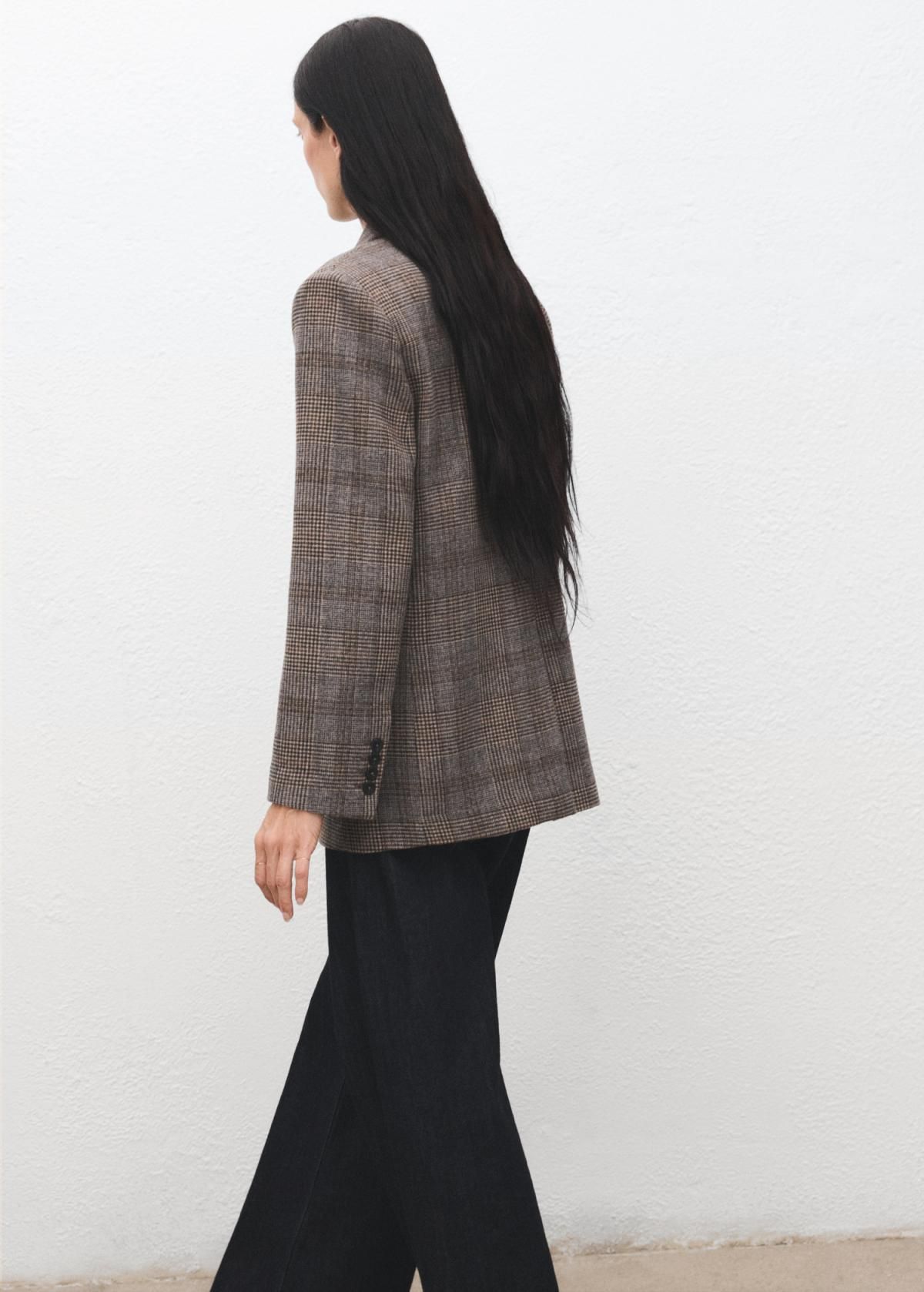 망고 클래식 체크 울 테일러드 재킷 17098636 MARRON - 상세 이미지 4