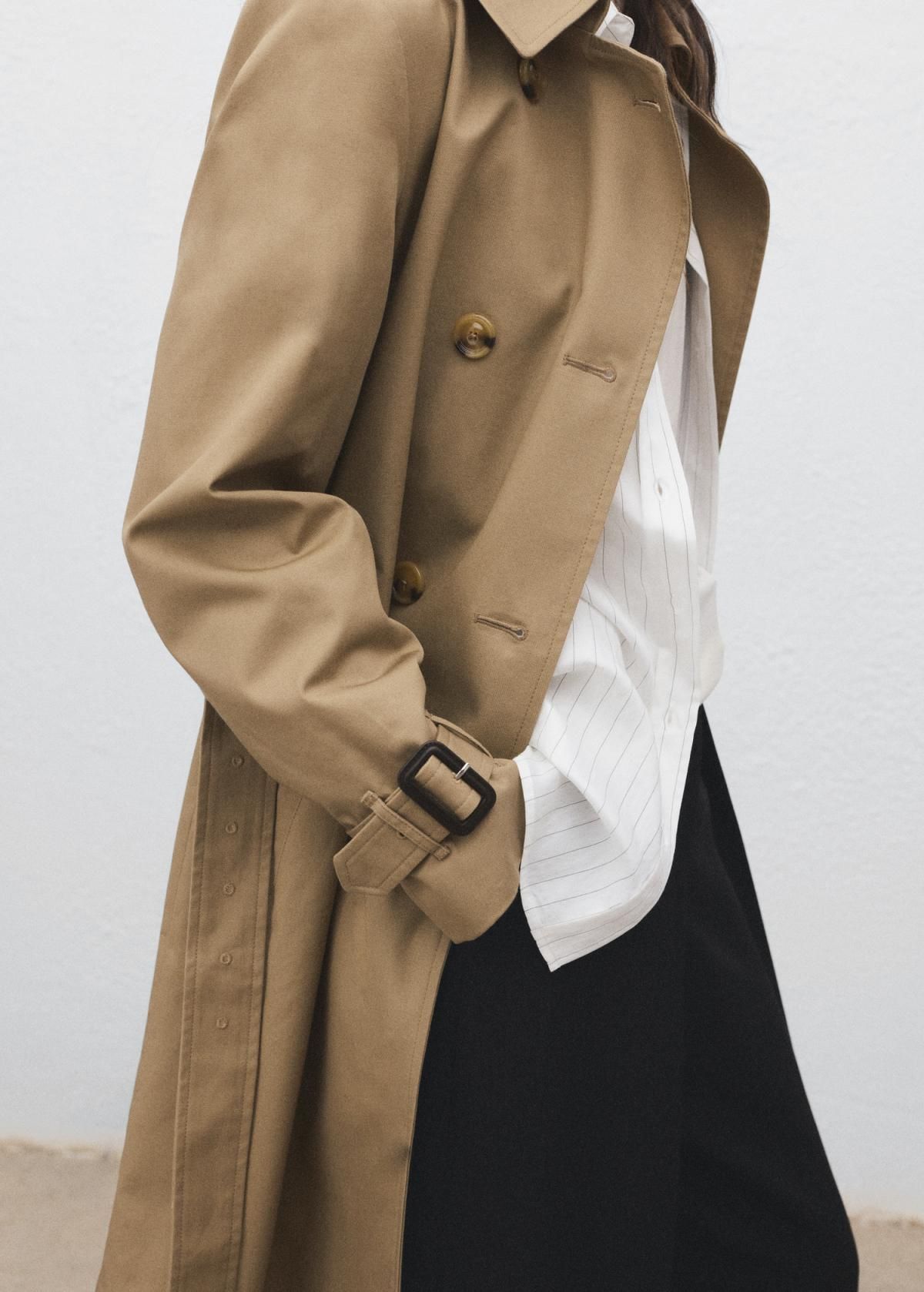 망고 클래식 베이지 코튼 더블버튼 벨트 트렌치코트 17075789 BEIGE - 상세 이미지 5