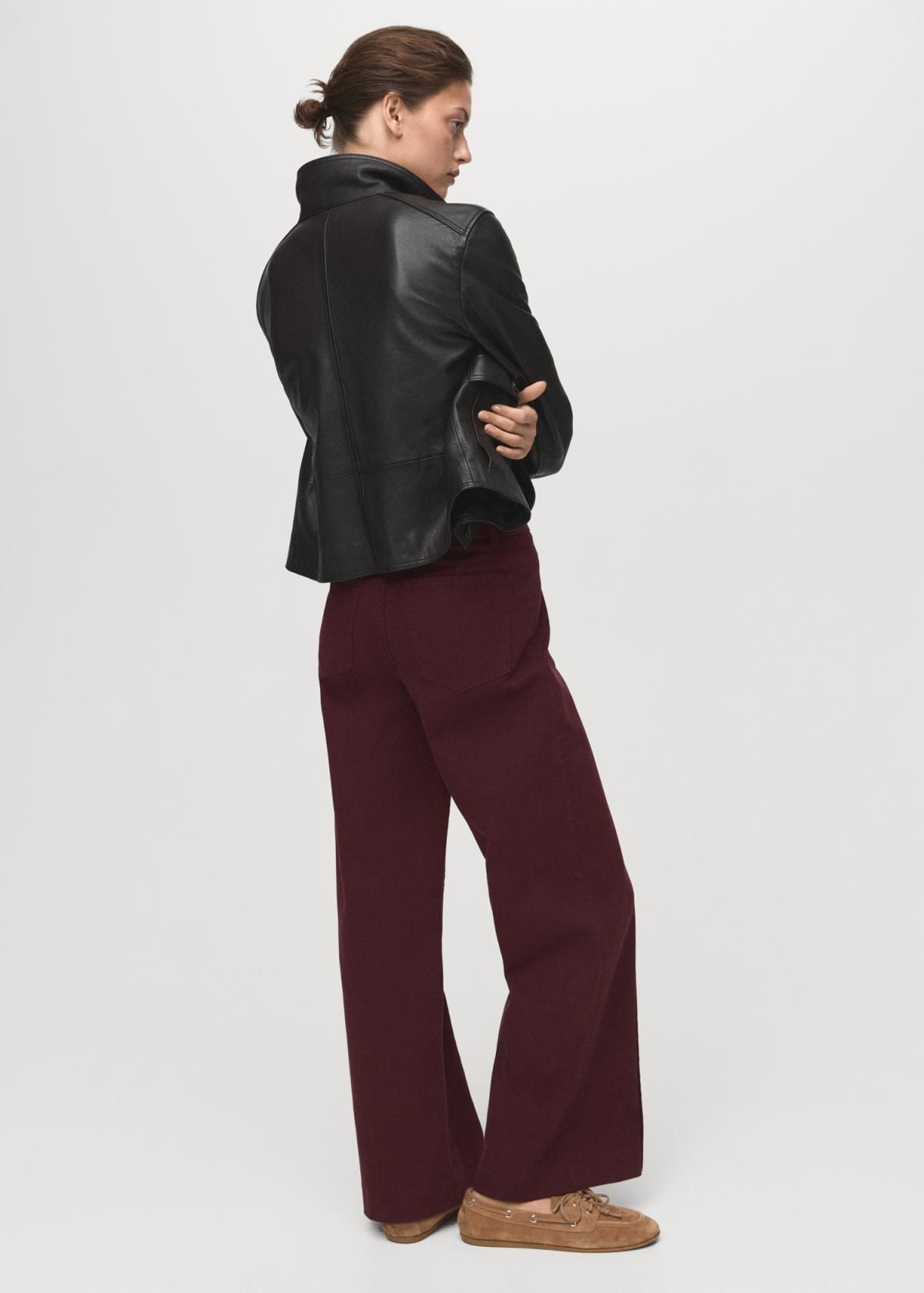 망고 버건디 하이웨이스트 와이드핏 데님 팬츠 17015810 VINO - 상세 이미지 3