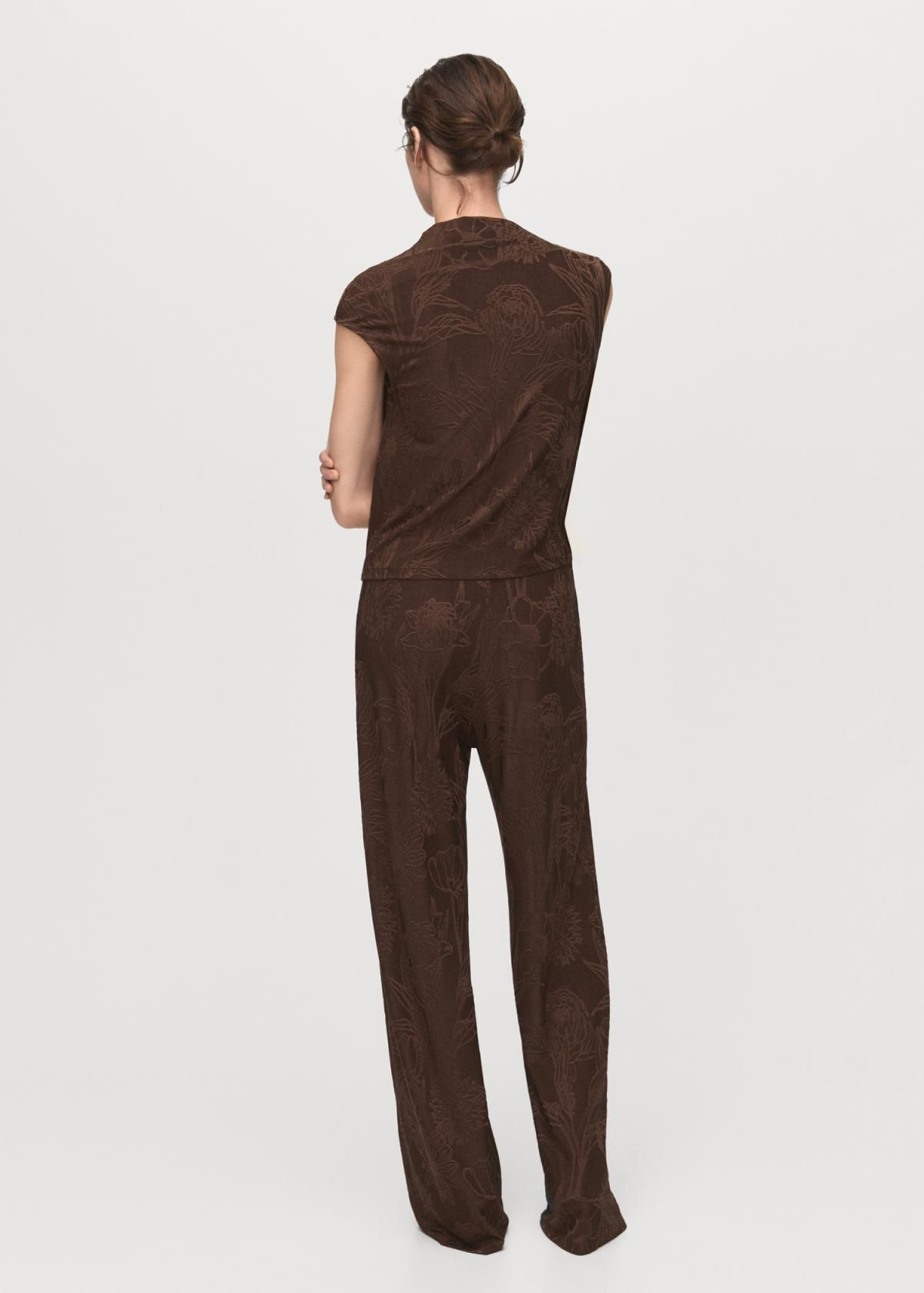 망고 플로럴 자카드 와이드 팬츠 17055828 MARRON - 상세 이미지 3