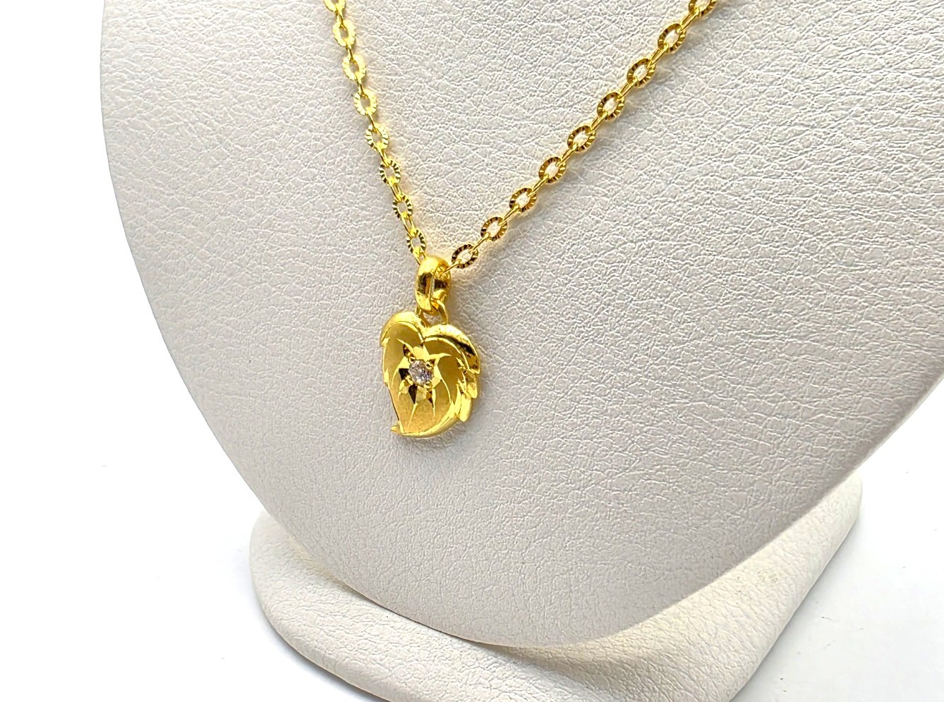 24K 순금 11.25g(3) 큐빅 포인트 리프 목걸이(18K 연결고리 장식) 이미지 6